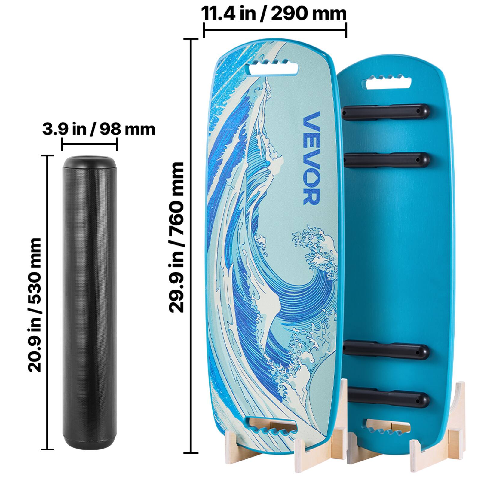 11.4 in / 290 mm  
3.9 in / 98 mm  
20.9 in / 530 mm  
29.9 in / 760 mm  

VEVOR