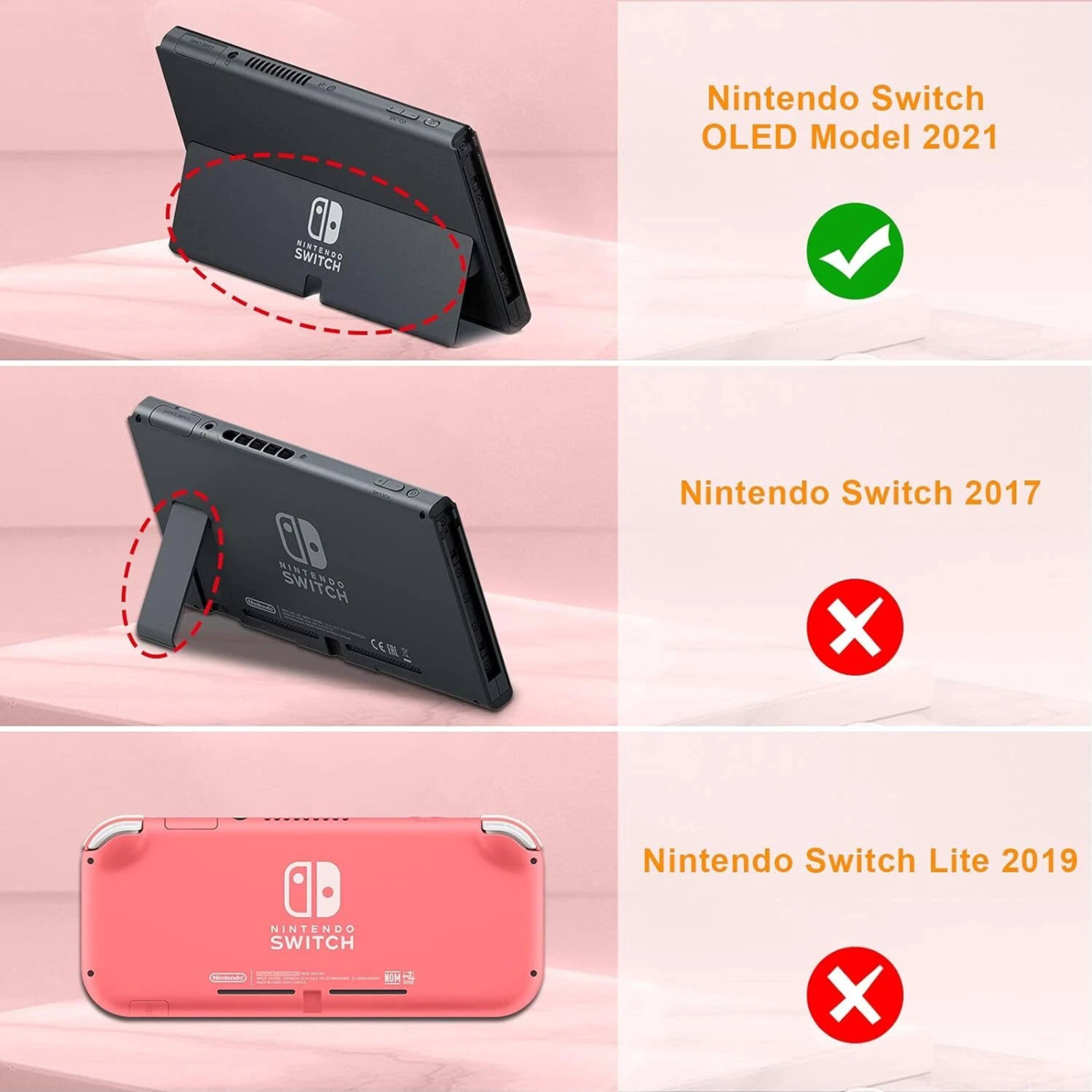 Angle. Kitcheniva - Lightweight TPU Case For Nintendo Switch OLED Model 2021 With Front Cover Lilac Marble - Lilac Marble.