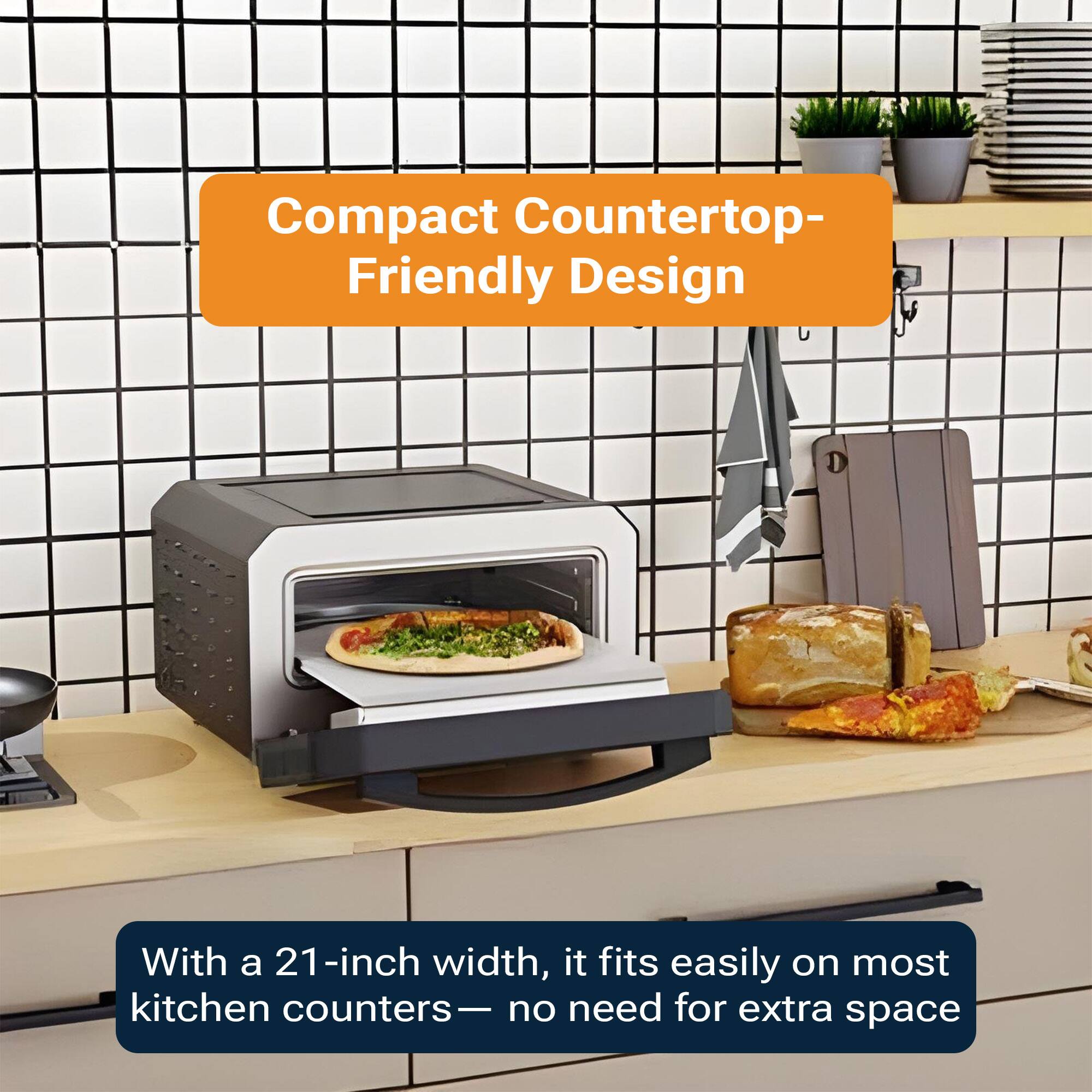 Compact Countertop-Friendly Design

With a 21-inch width, it fits easily on most kitchen counters—no need for extra space