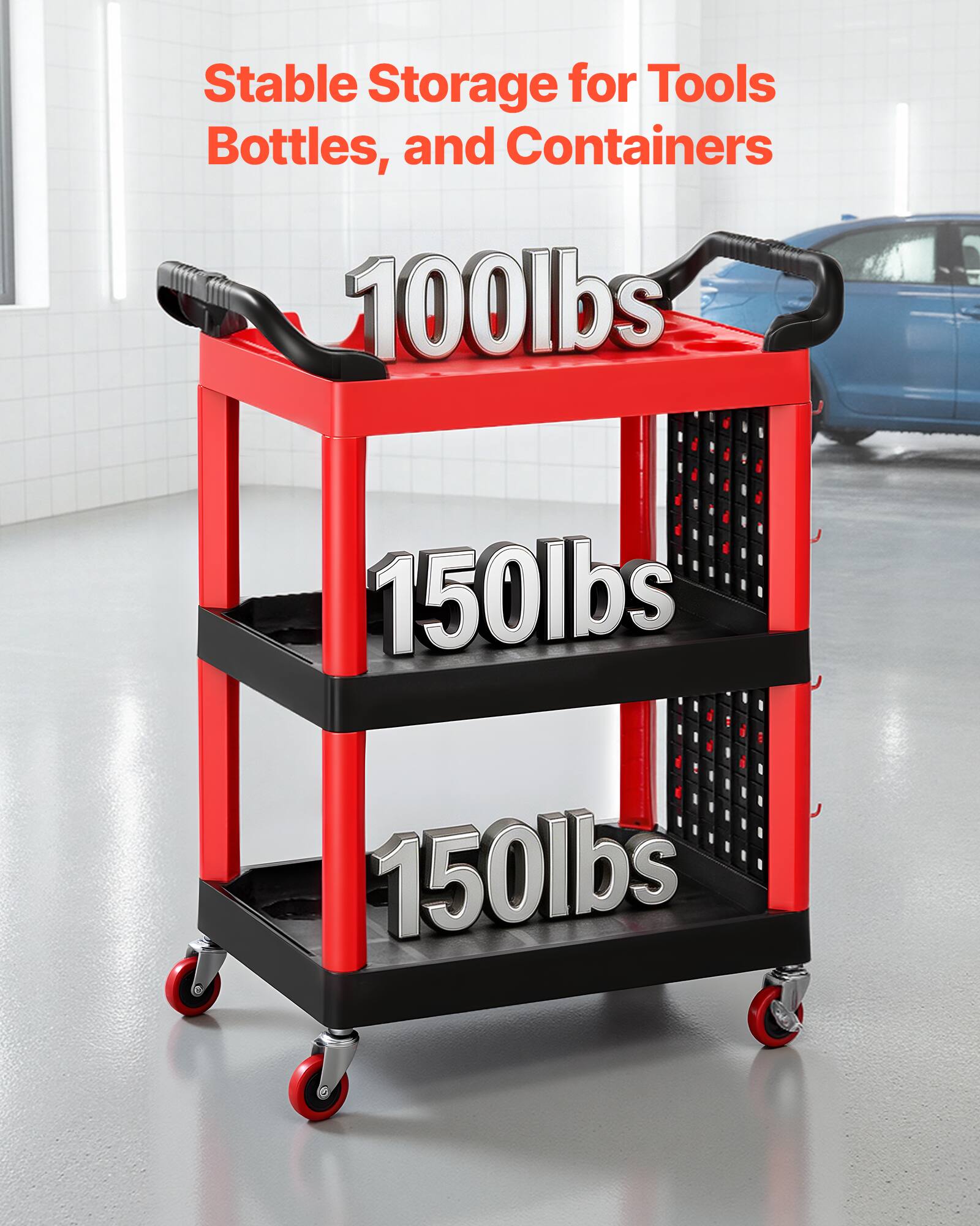 Stable Storage for Tools Bottles, and Containers  
100lbs  
150lbs  
150lbs