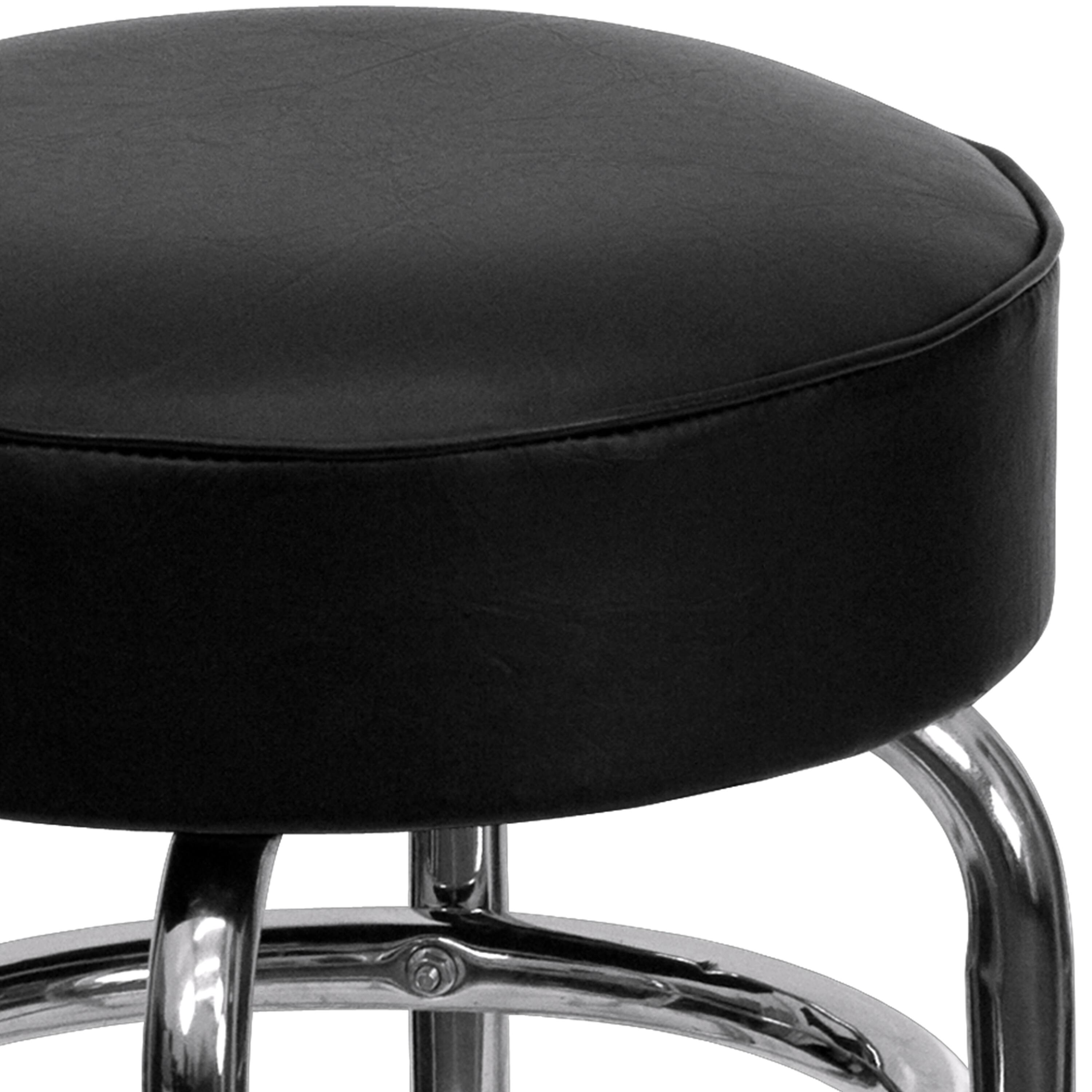 Alt View 7. Emma + Oliver - Retro Backless Double Ring Chrome Restaurant Dining Barstool - Black.