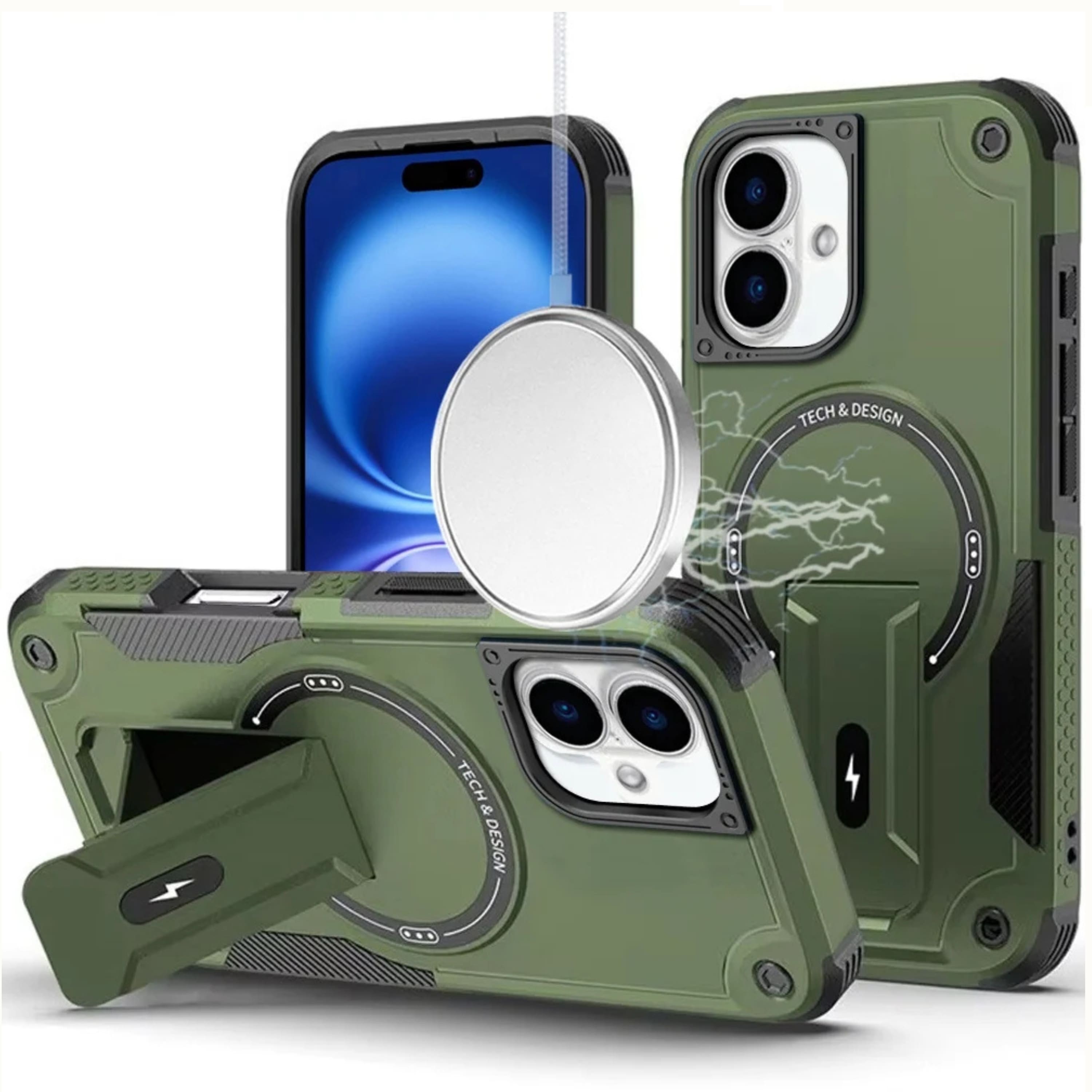 Kitcheniva - Heavy Duty Magnetic Circle Armor Case With Tempered Glass For iPhone 17 - Midnight Green price history on PriceWatchPro