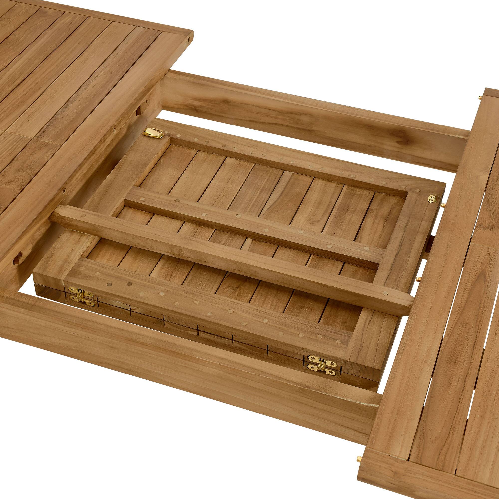 Alt View 8. Modway - Vienna Outdoor Patio Teak Wood Extendable Dining Table by Modway - Natural.