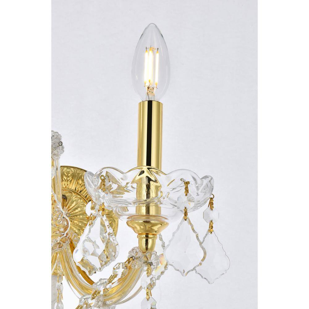 Alt View 2. Elegant Lighting - Maria Theresa 2 light Gold Wall Sconce Clear Royal Cut Crystal - Gold.