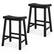 Front. Costway - Set of 2 Saddle Bar Stools Counter Height Dining Chairs with Wooden Legs - Black.