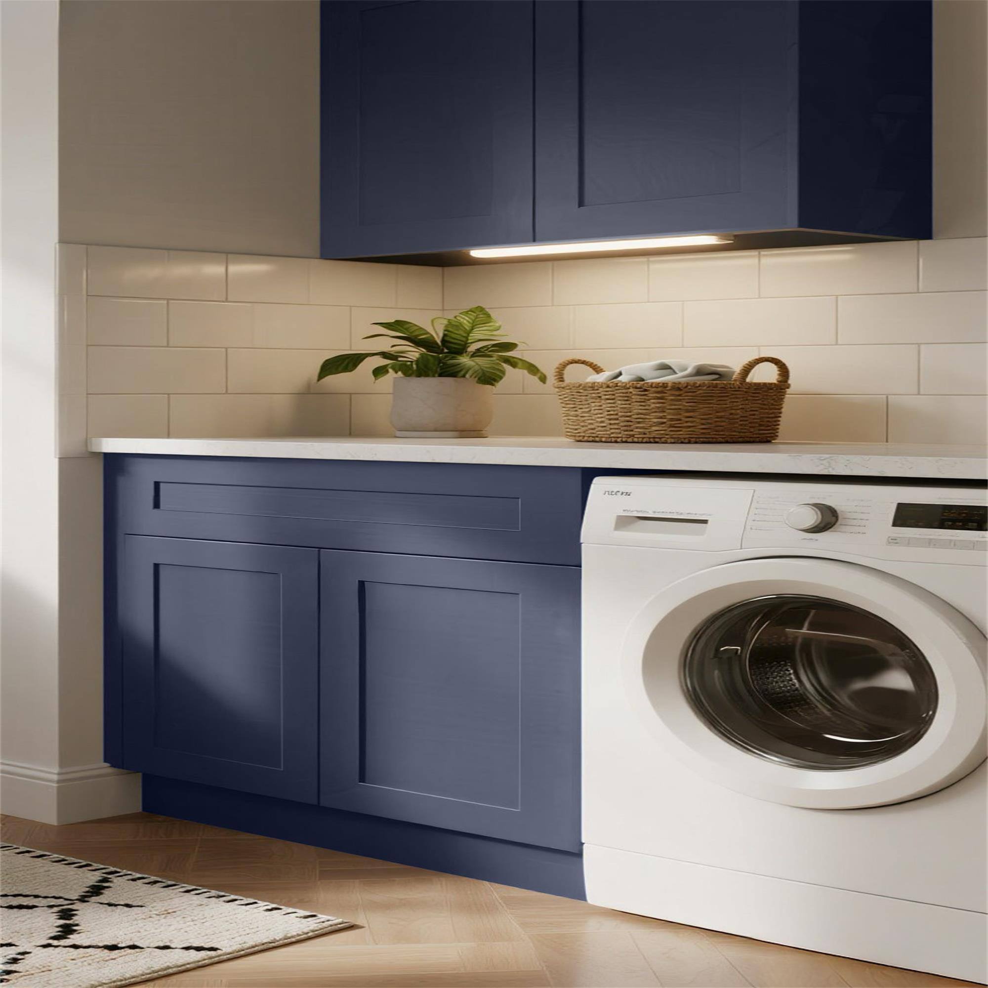 Alt View 6. Boyel Living - Navy Blue Shaker Base Cabinet 24-in L x 24-in W x 34.5-in H with Soft Close, Adjustable Shelves for Kitchen Bathroom - Navy Blue.
