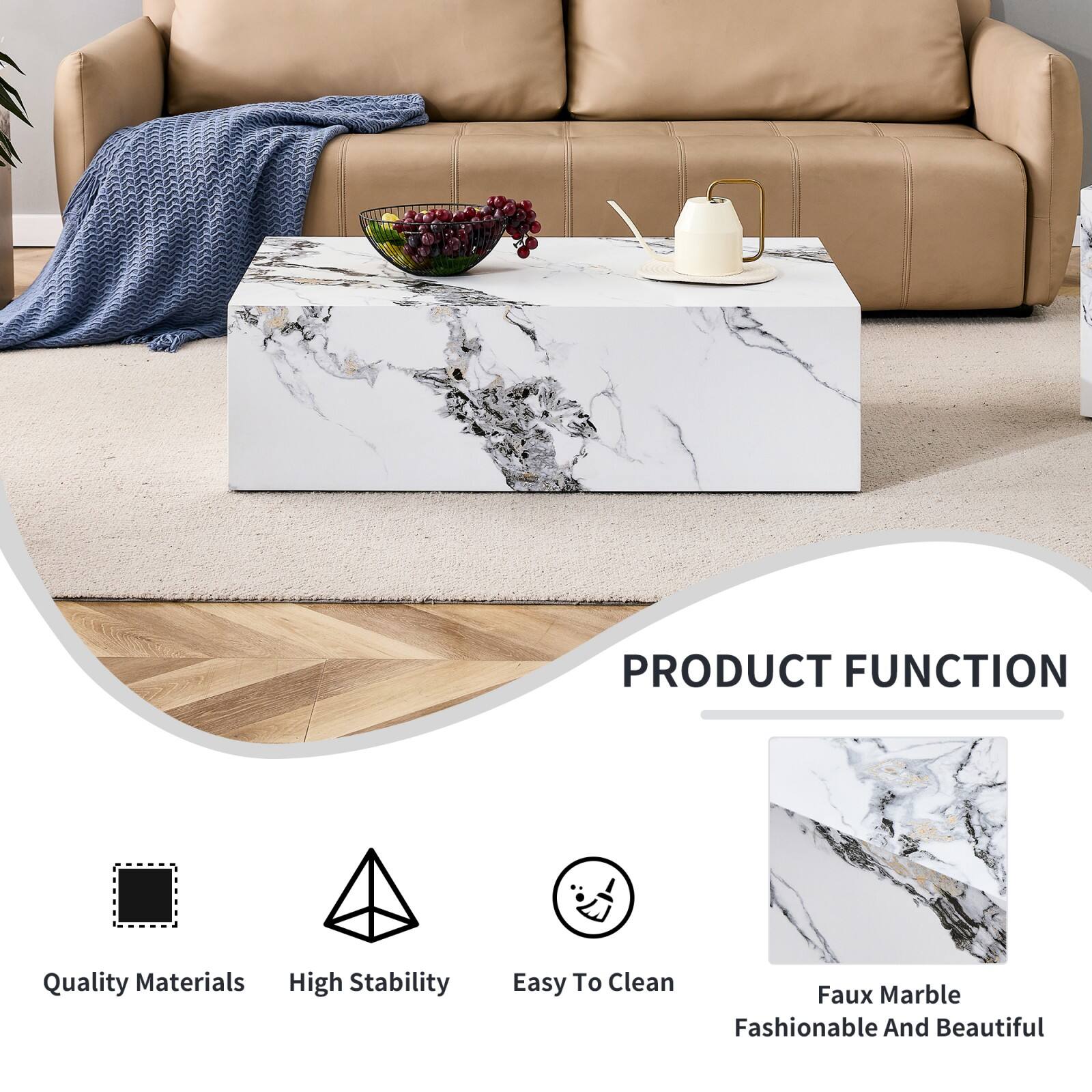 PRODUCT FUNCTION

- Quality Materials
- High Stability
- Easy To Clean
- Faux Marble
- Fashionable And Beautiful