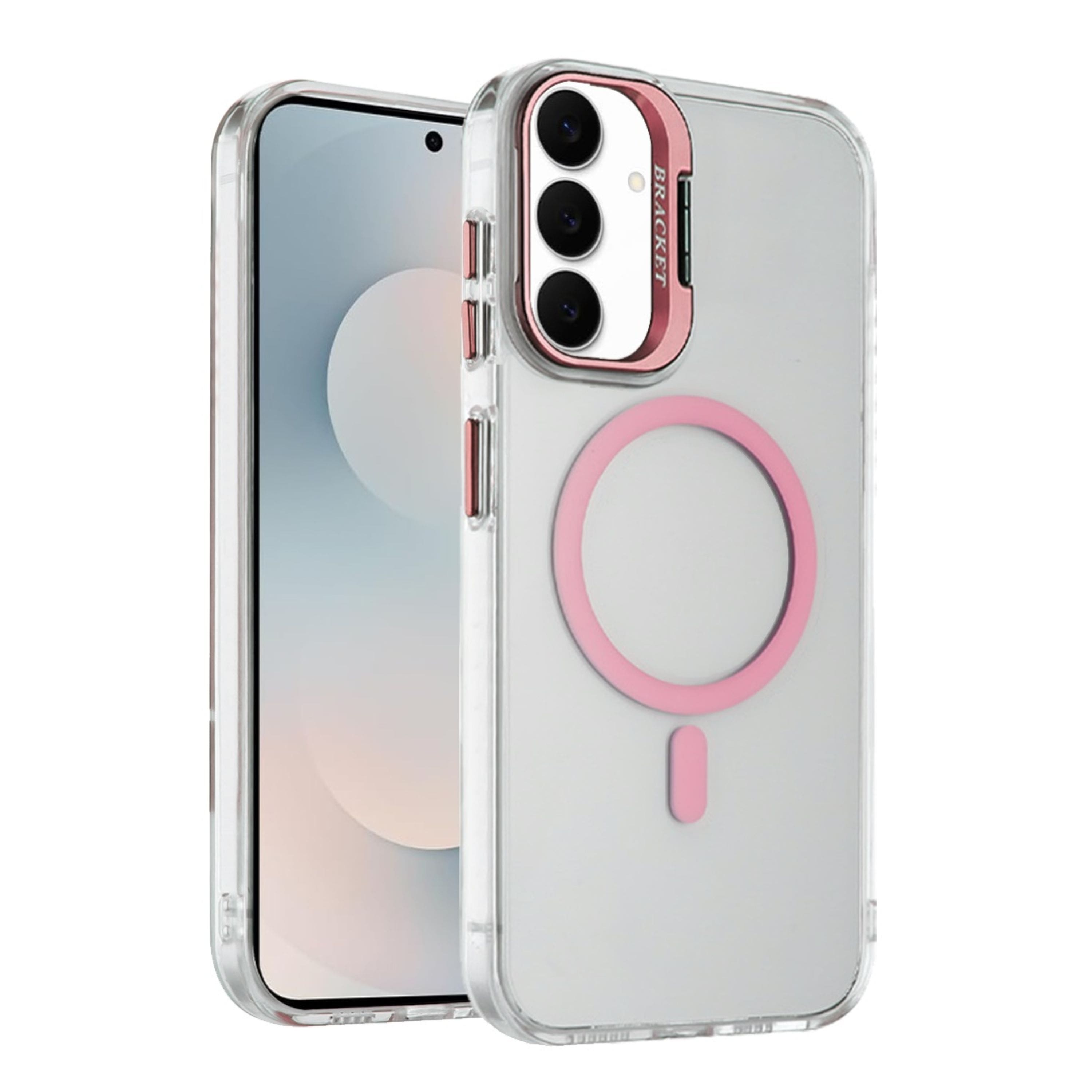 Kitcheniva - Transparent Back Metallic Camera Stand Magnetic Circle Phone Case With Tempered Glass Samsung Galaxy S25 FE - Pink price history on PriceWatchPro