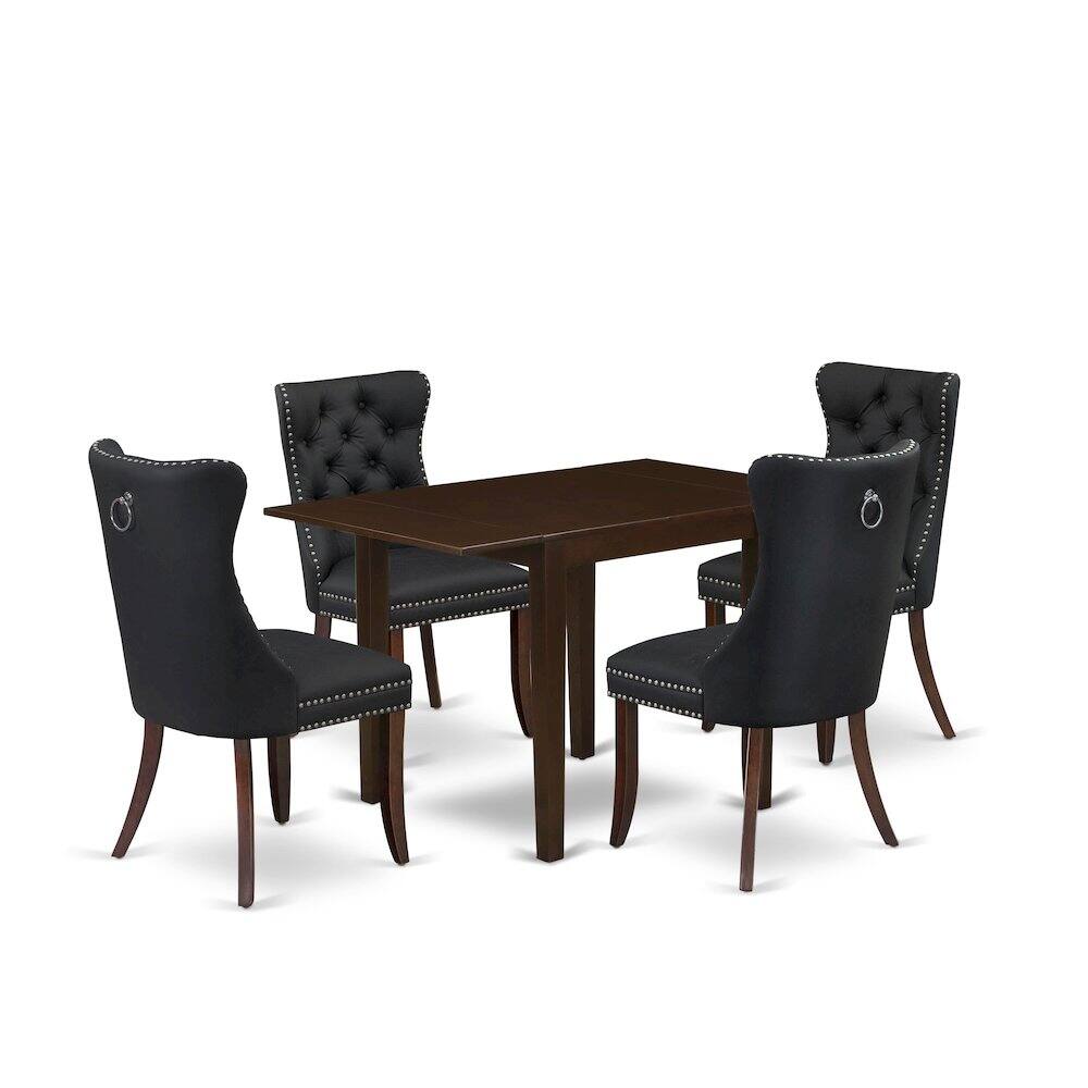 East West Furniture - 5 Piece Dining Set Consists of a Rectangle Kitchen Table with Dropleaf - Red
