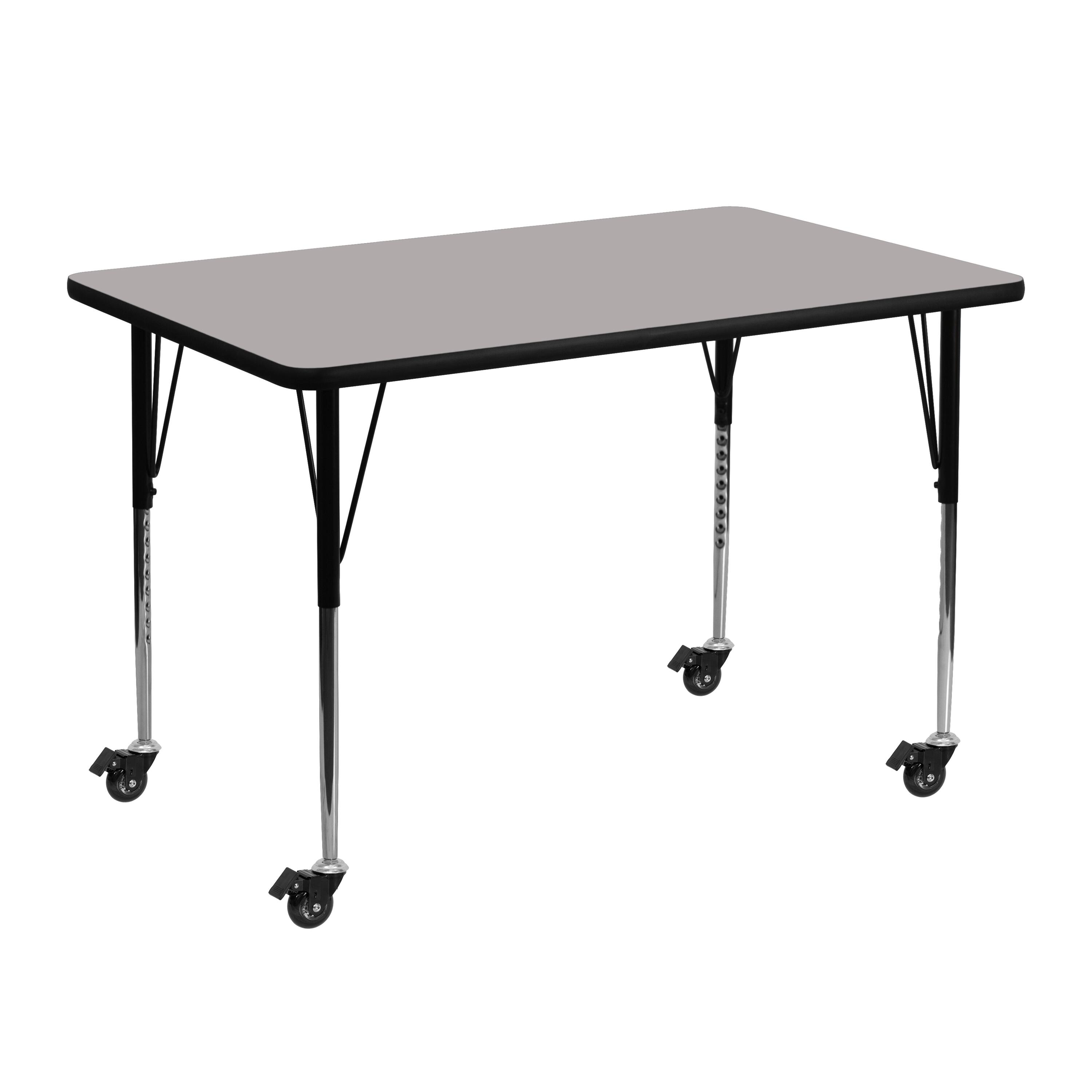 Emma + Oliver - Mobile 30x48 Rectangle HP Laminate Adjustable Activity Table - Gray price history on PriceWatchPro