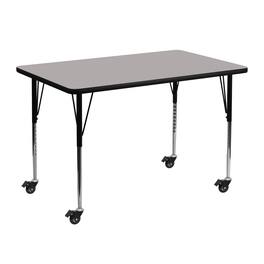 Emma + Oliver - Mobile 30x48 Rectangle HP Laminate Adjustable Activity Table - Gray