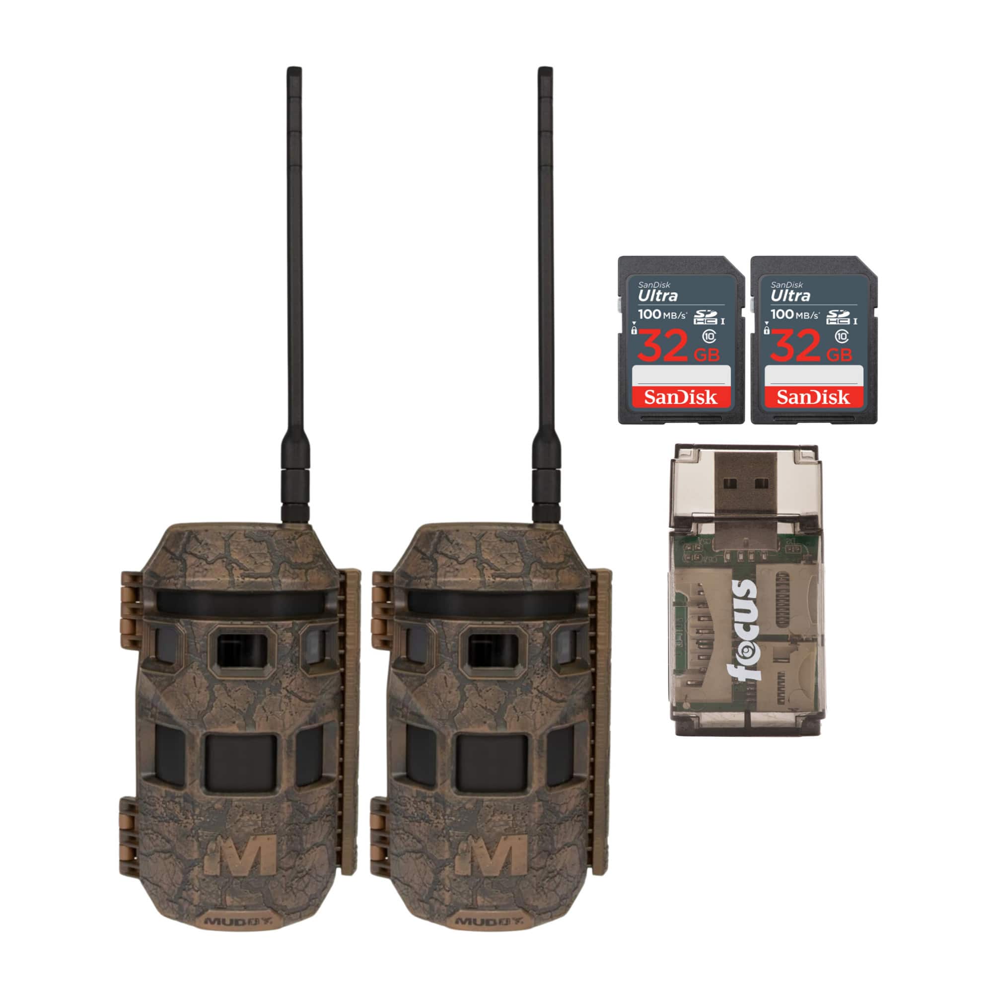 Muddy - Trifecta 180 Cellular Camera with 32GB Memory Card 2 Pack and Card Reader
