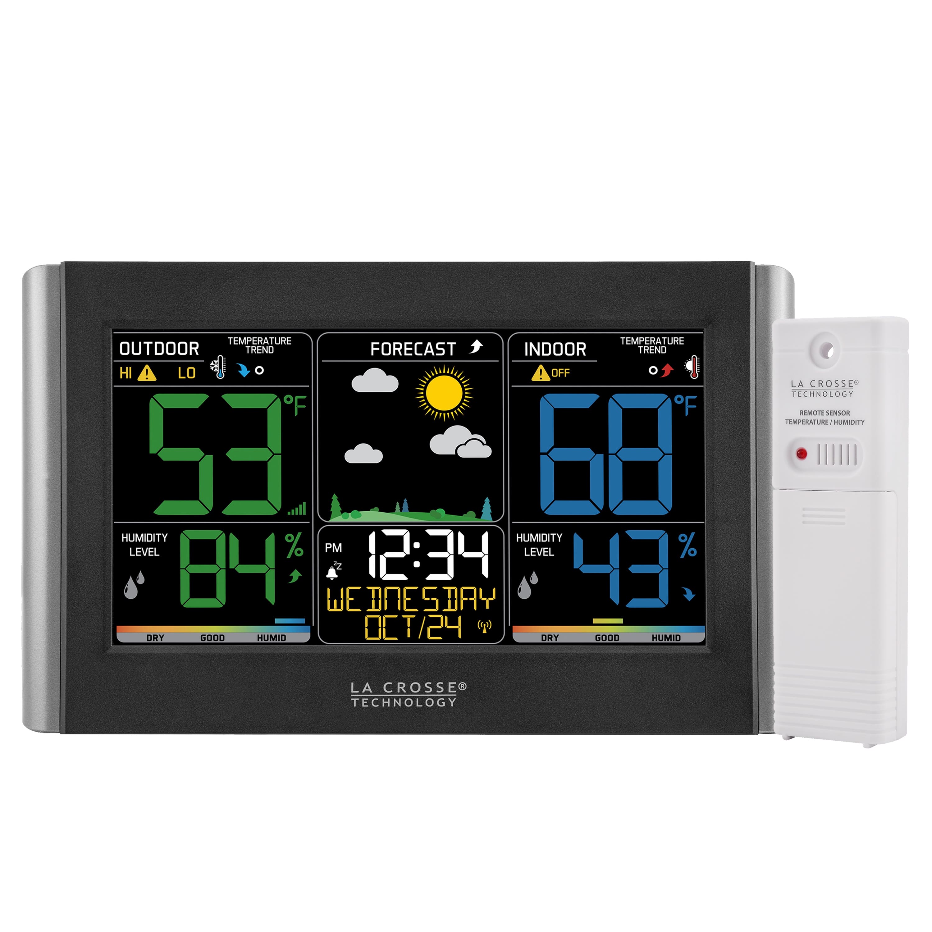 La Crosse Technology - Wireless Digital Color Weather Station with Alerts - Black/Gray