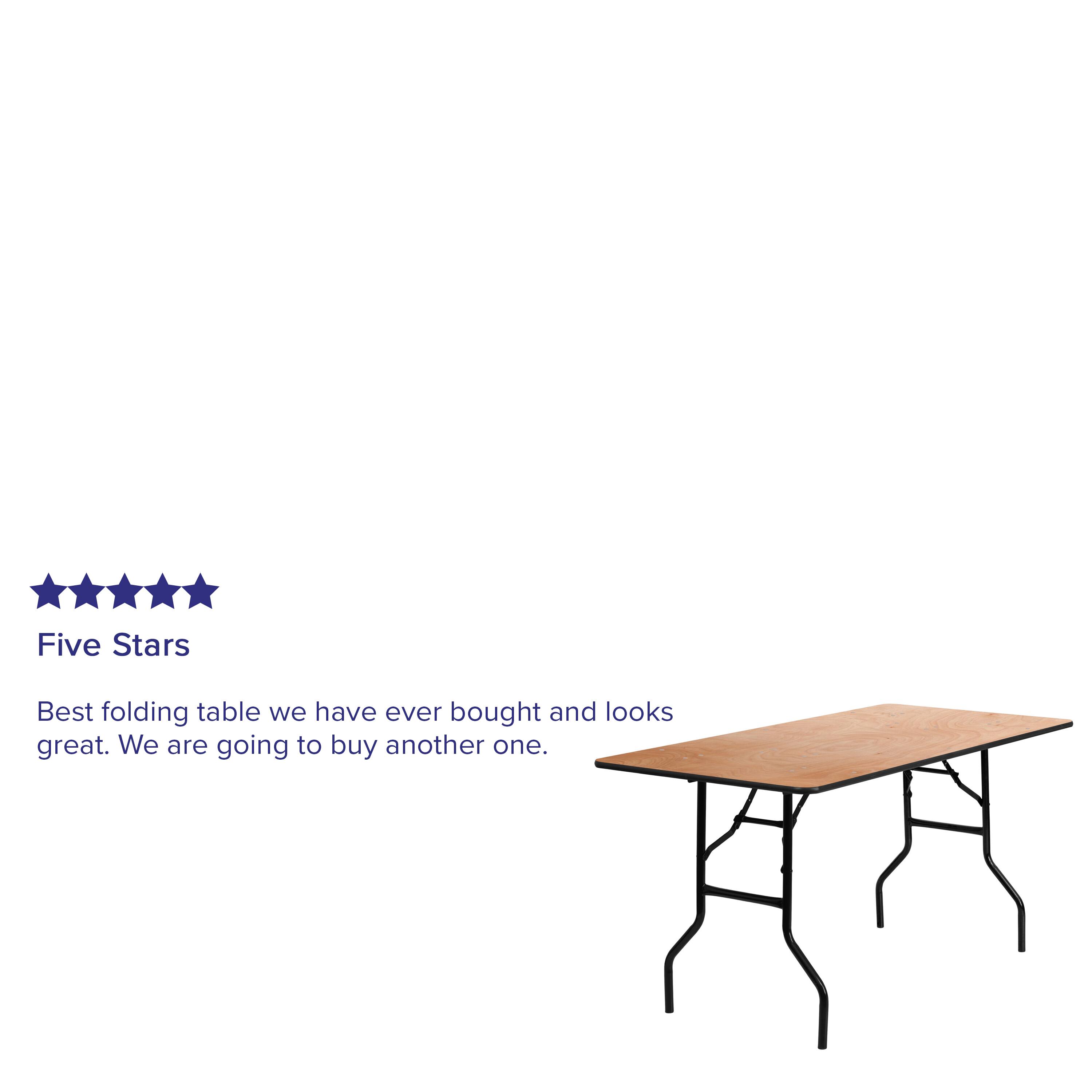 Alt View 13. Alamont Home - 5-Foot Rectangular Wood Folding Banquet Table with Clear Coated Finished Top - Natural.