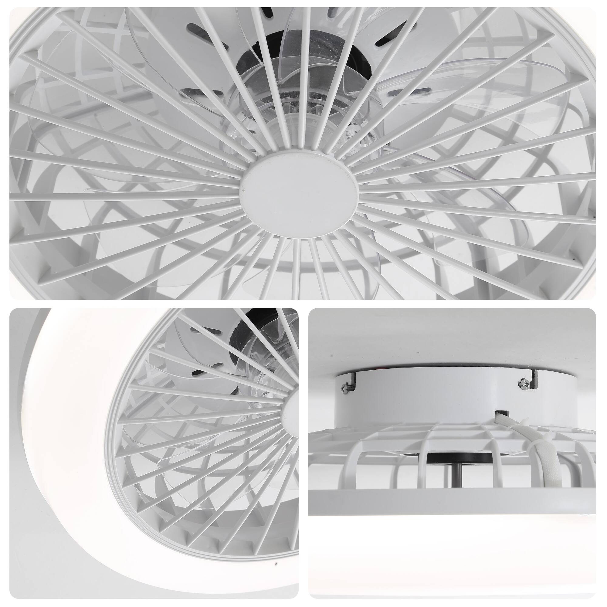 Back. APRILSOUL - Modern Bladeless Reversible Ceiling Fan Light 3 Color Dimmable LED Quiet DC Motor - White.