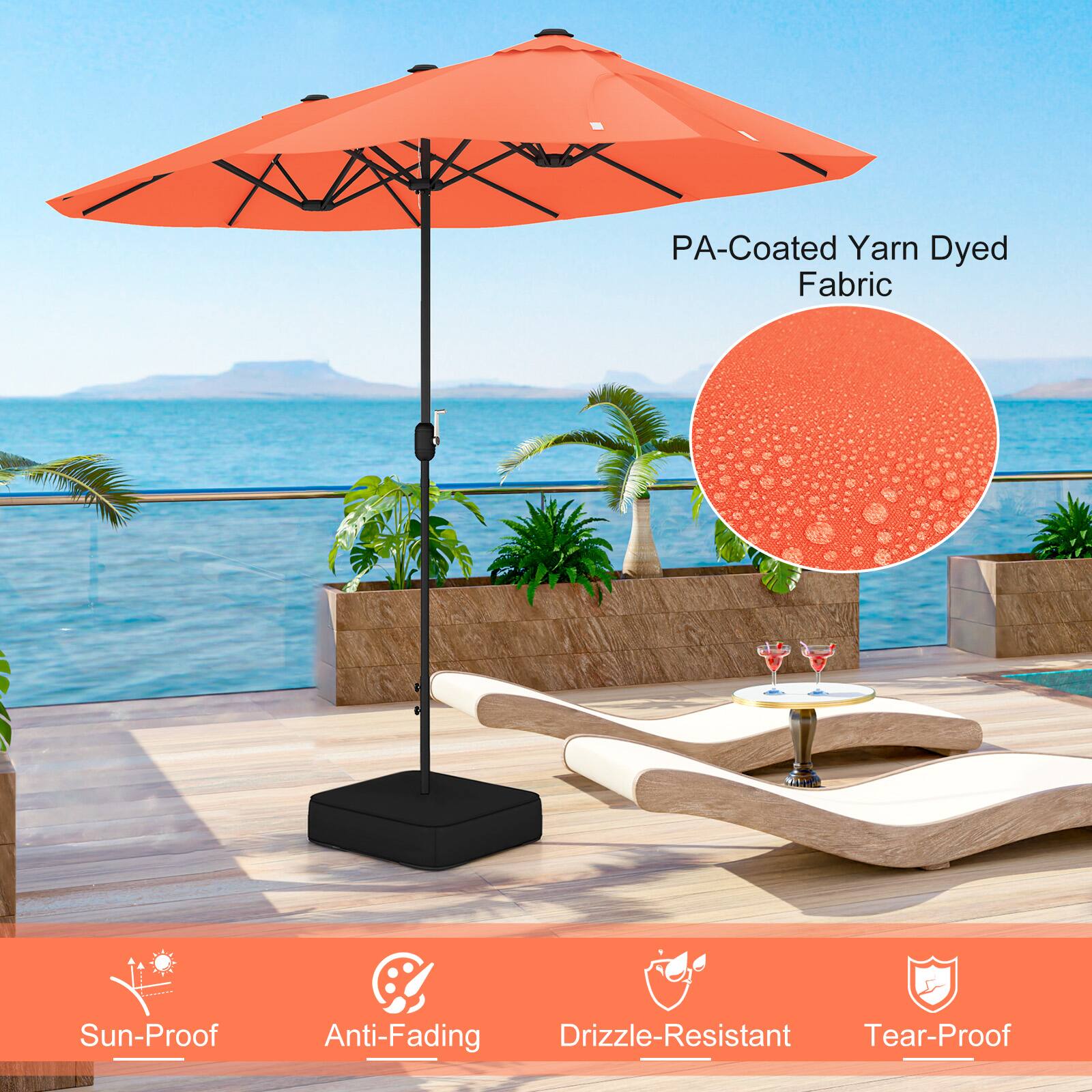 PA-Coated Yarn Dyed Fabric  
Sun-Proof  
Anti-Fading  
Drizzle-Resistant  
Tear-Proof