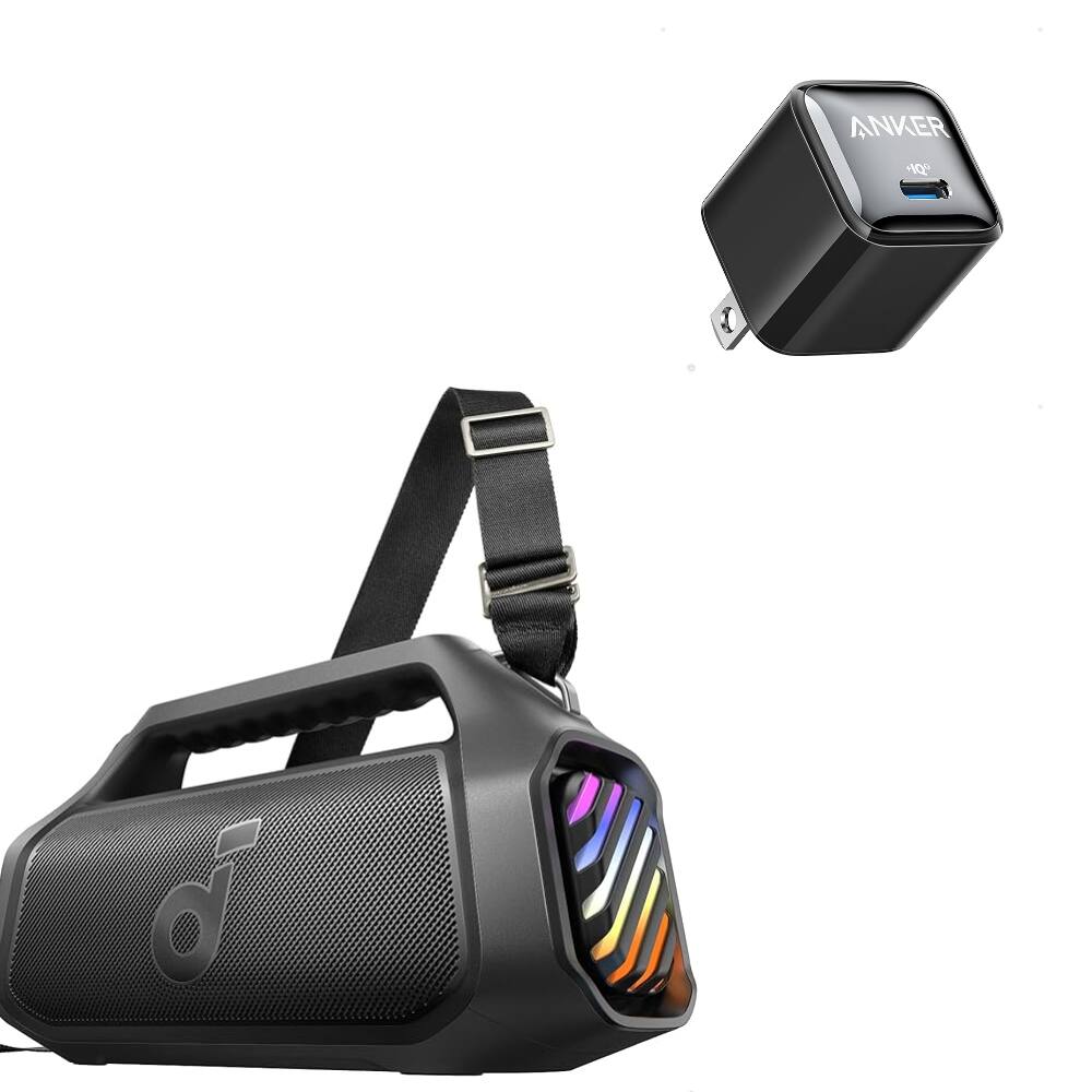 Soundcore - by Anker Boom 2 Plus IPX7 Waterproof 140W Bluetooth Speaker with USB C Charger Block 20W (Nano Pro) - Black