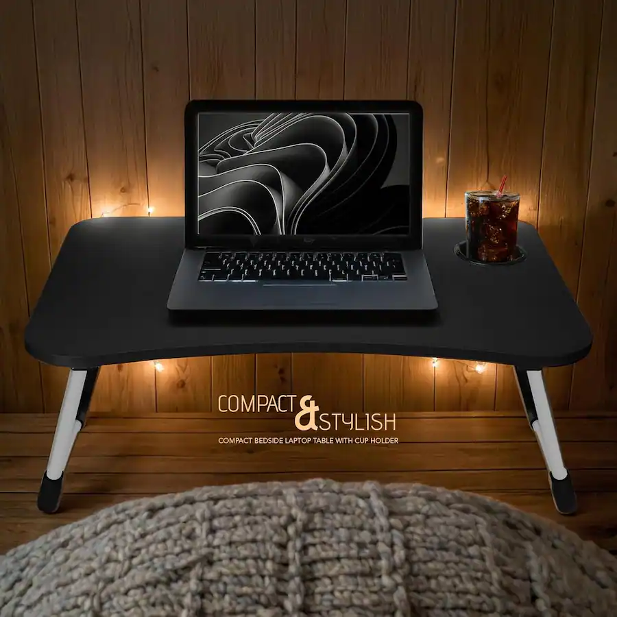 Adjustable Folding Laptop Bed Desk Table With Cooling Fan - Portable Stand Tray