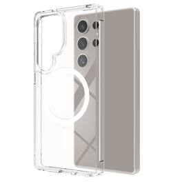 Dteck - Clear Magnetic Case for Samsung Galaxy S25 Ultra Slim Anti Yellow Hard PC Shockproof Cover Wireless Charging Compatible - Clean