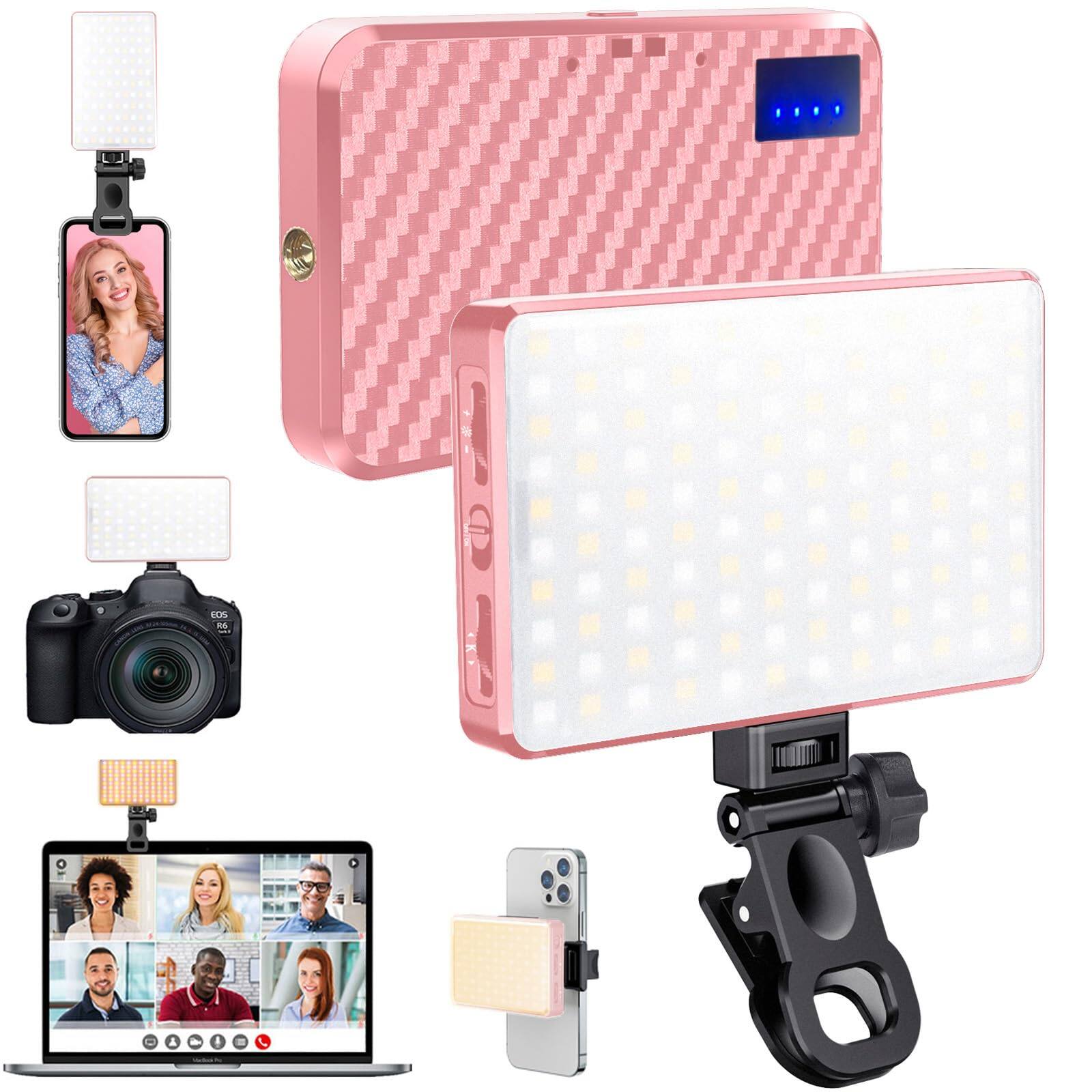METALTON - 168 Led Selfie Light For Portable Phone Clip 3000mah 3 Modes Rechargeable Alix Earle Lighting Video Recordi - Pink