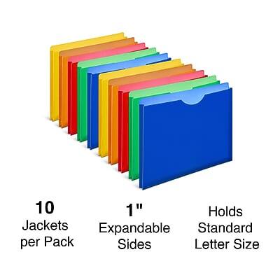 10 Jackets per Pack  
1" Expandable Sides  
Holds Standard Letter Size