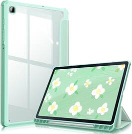 Fintie - Clear Case for Samsung Galaxy Tab S6 Lite 10.4 Inch, Transparent Back Shell, Viewing & Typing Angles, Shockproof Cover - Green