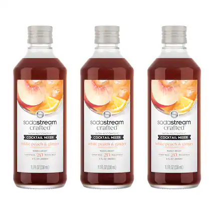 sodastream crafted NON-ALCOHOLIC COCKTAIL MIXER white peach & ginger 20 MOCKTAILS + 1 FL OZ (330 mL) sodastream crafted NON-ALCOHOLIC COCKTAIL MIXER white peach & ginger 20 MOCKTAILS + 1 FL OZ (330 mL) sodastream crafted NON-ALCOHOLIC COCKTAIL MIXER white peach & ginger 20 MOCKTAILS + 1 FL OZ (330 mL)