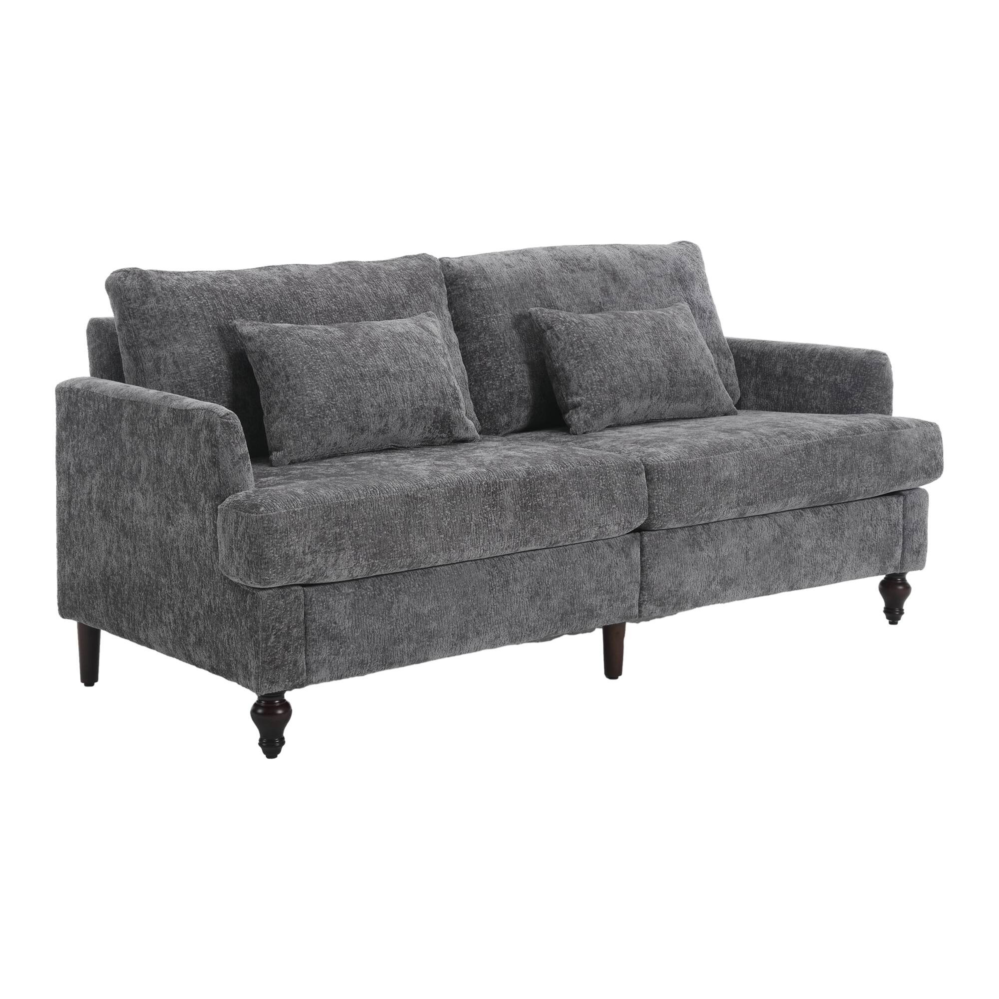 Alt View 9. GOODSILO - Modern Upholstered Loveseat Sofa with Chenille Fabric and Solid Wood Frame for Living Room and Bedroom - Gray.
