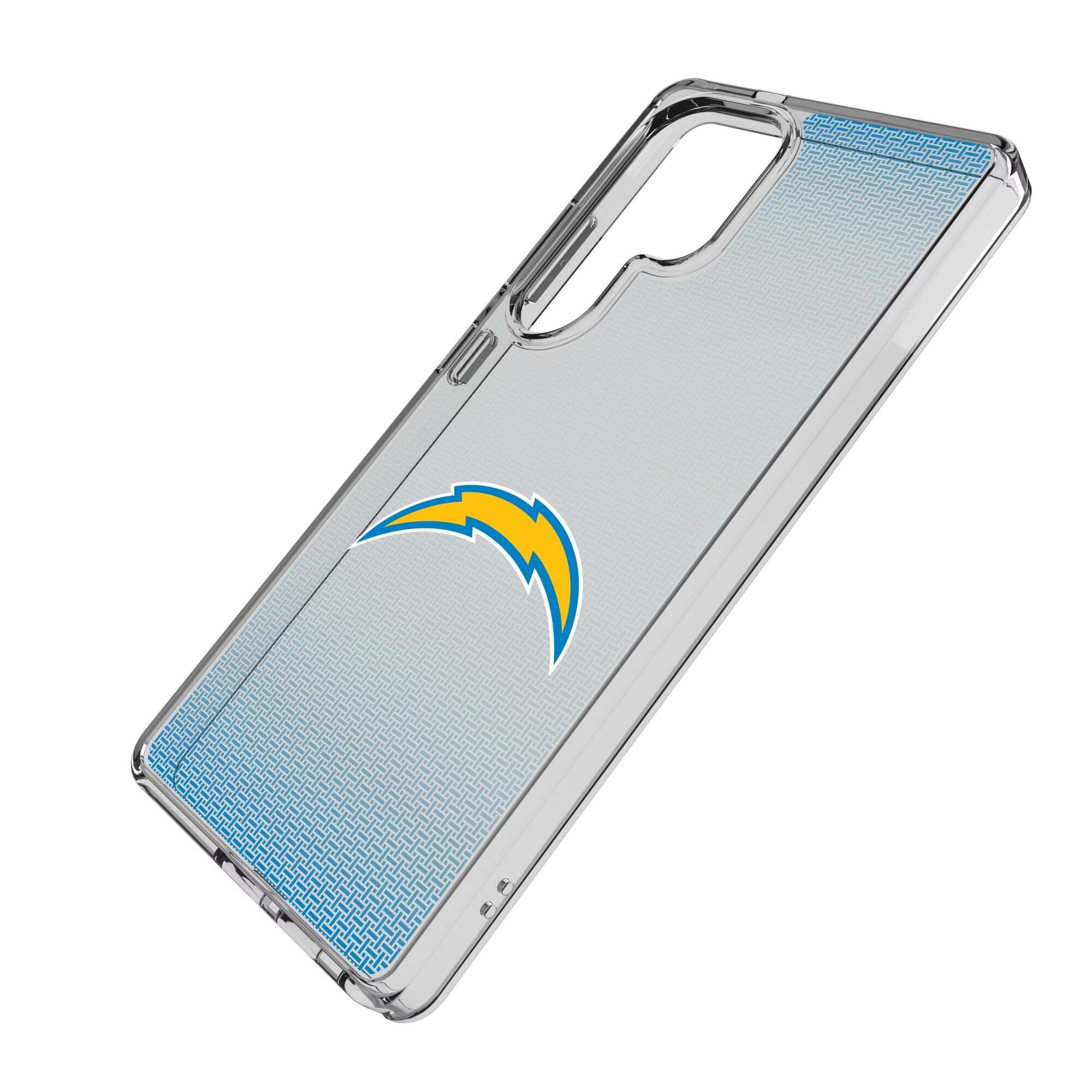 Alt View 1. Keyscaper - Los Angeles Chargers Linen Logo Galaxy Clear Case - S23 Ultra - Multicolor.