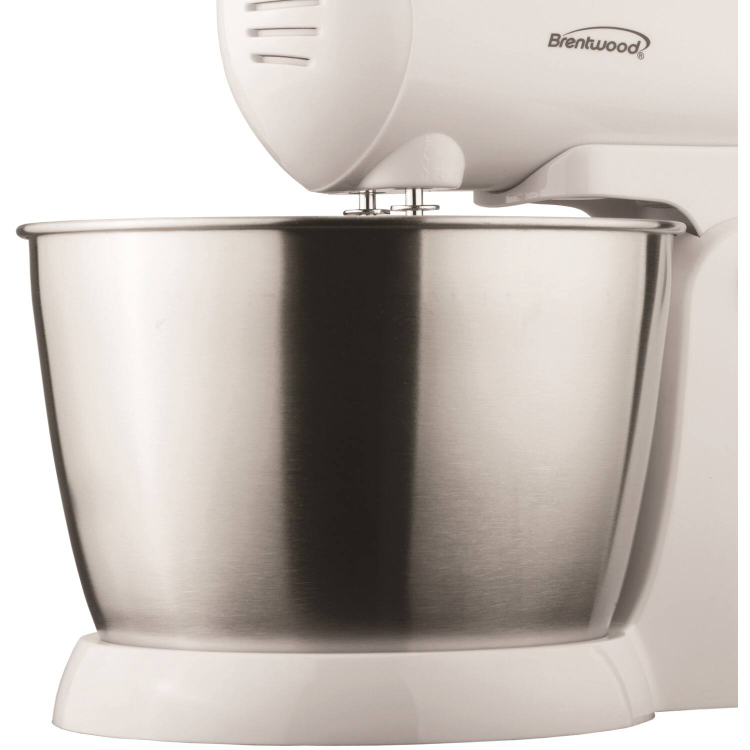 Angle. Brentwood - Brentwood 5-Speed Stand Mixer Stainless Steel Bowl 200W in White - White.