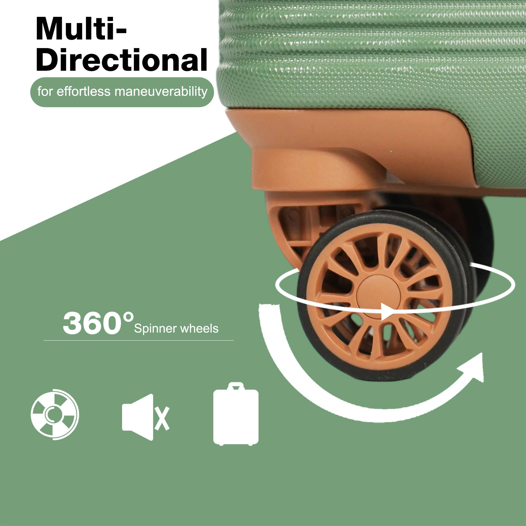 Multi-Directional for effortless maneuverability  
360° Spinner wheels