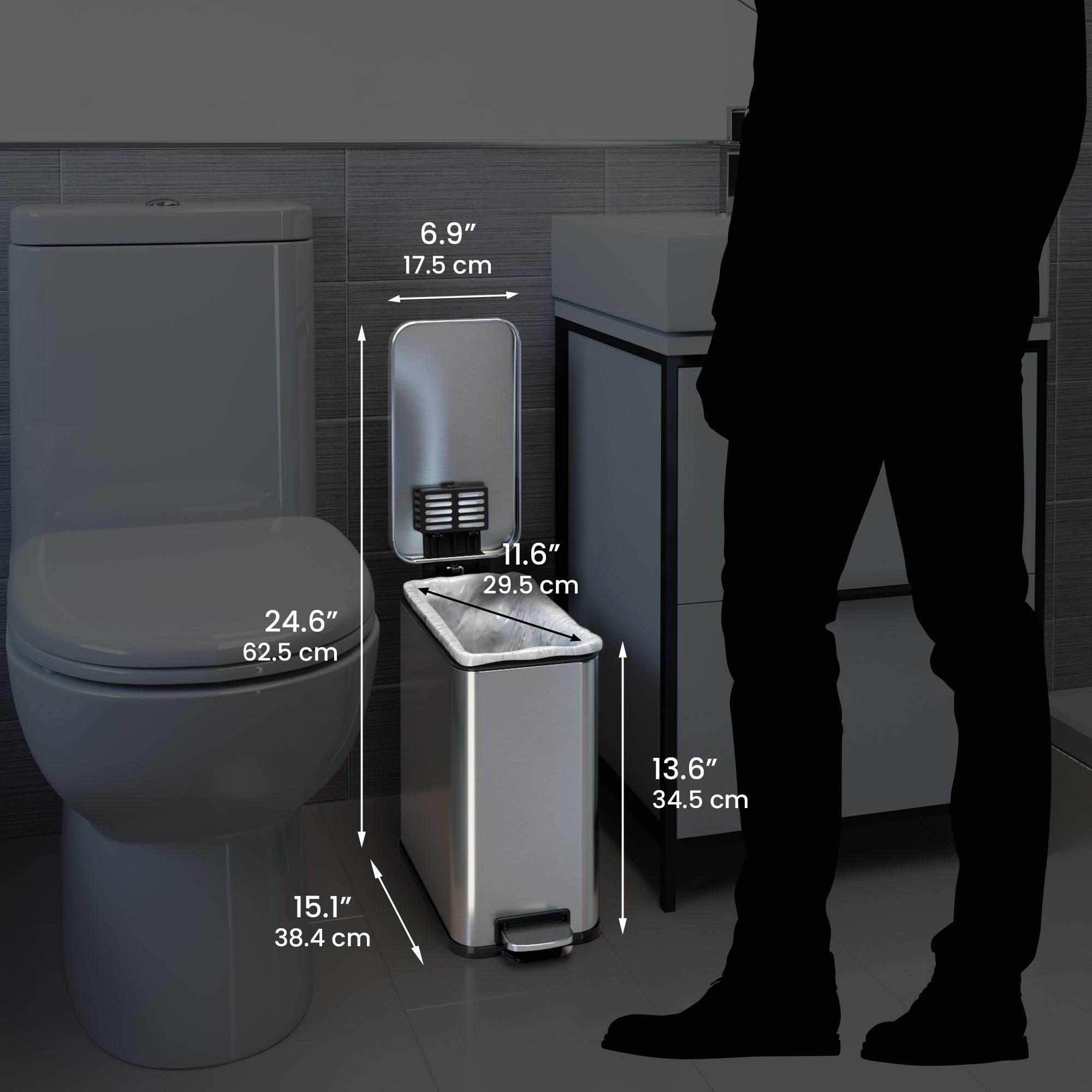 6.9" 17.5 cm  
11.6" 29.5 cm  
13.6" 34.5 cm  
15.1" 38.4 cm  
24.6" 62.5 cm