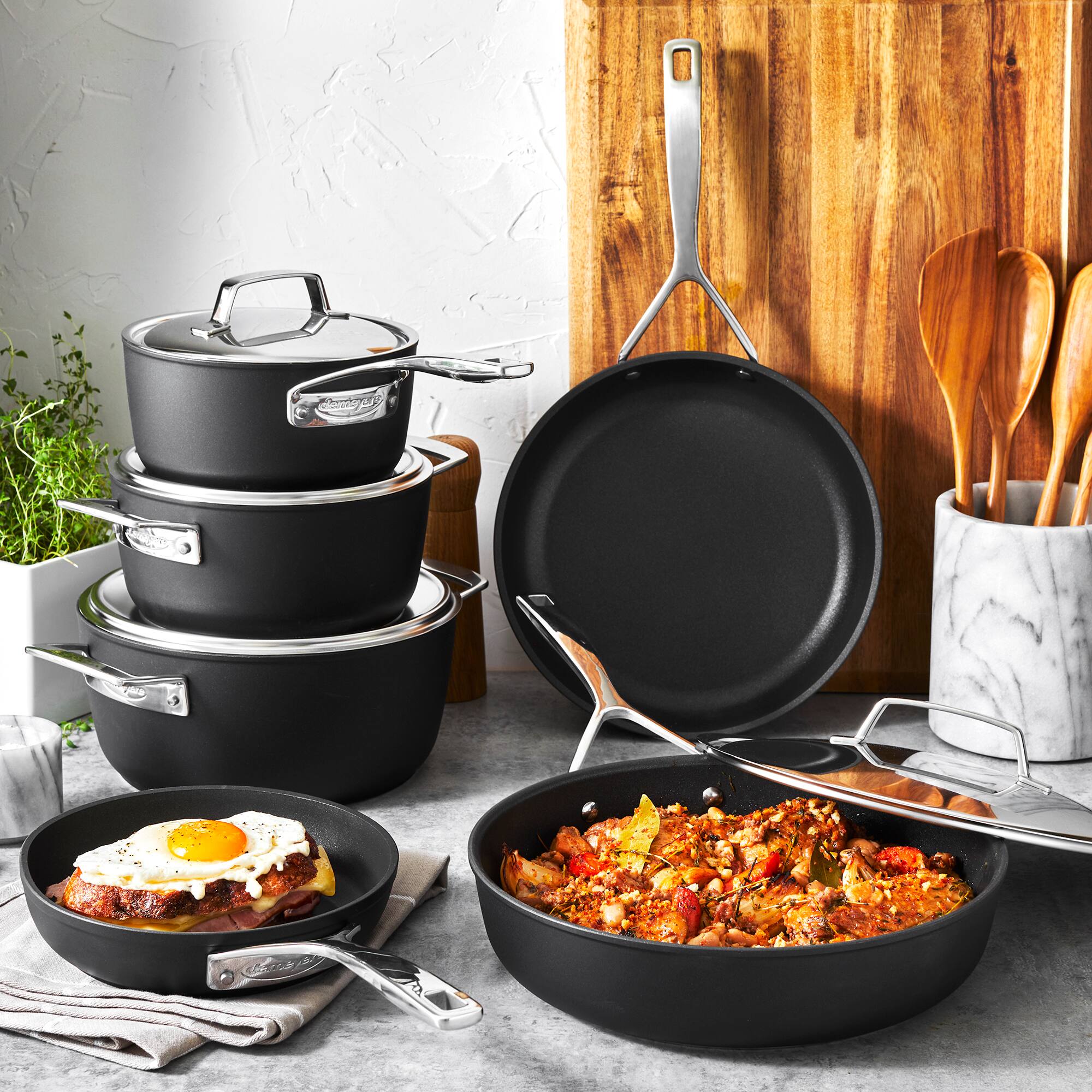 Alt View 2. Demeyere - Demeyere AluPro 10-pc Aluminum Nonstick Cookware Set - Black.