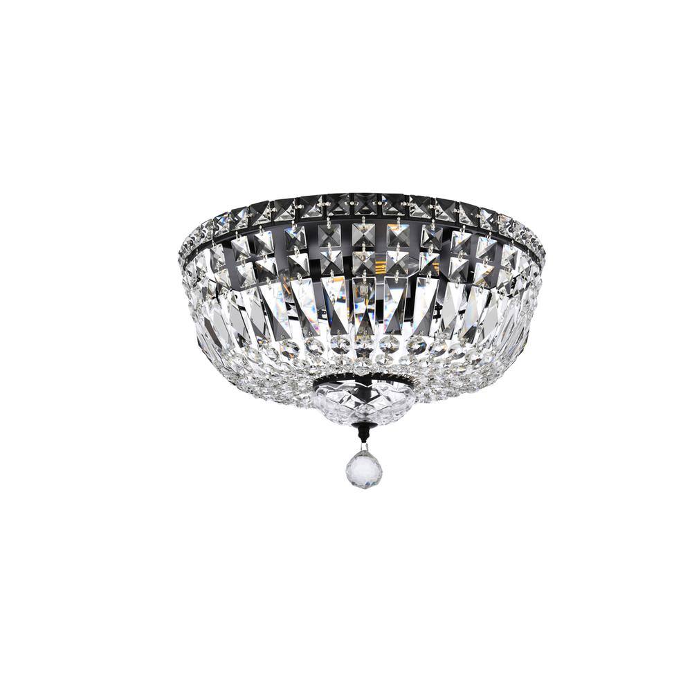 Back. Elegant Lighting - Tranquil 16 inch black flush mount - Black And Clear.