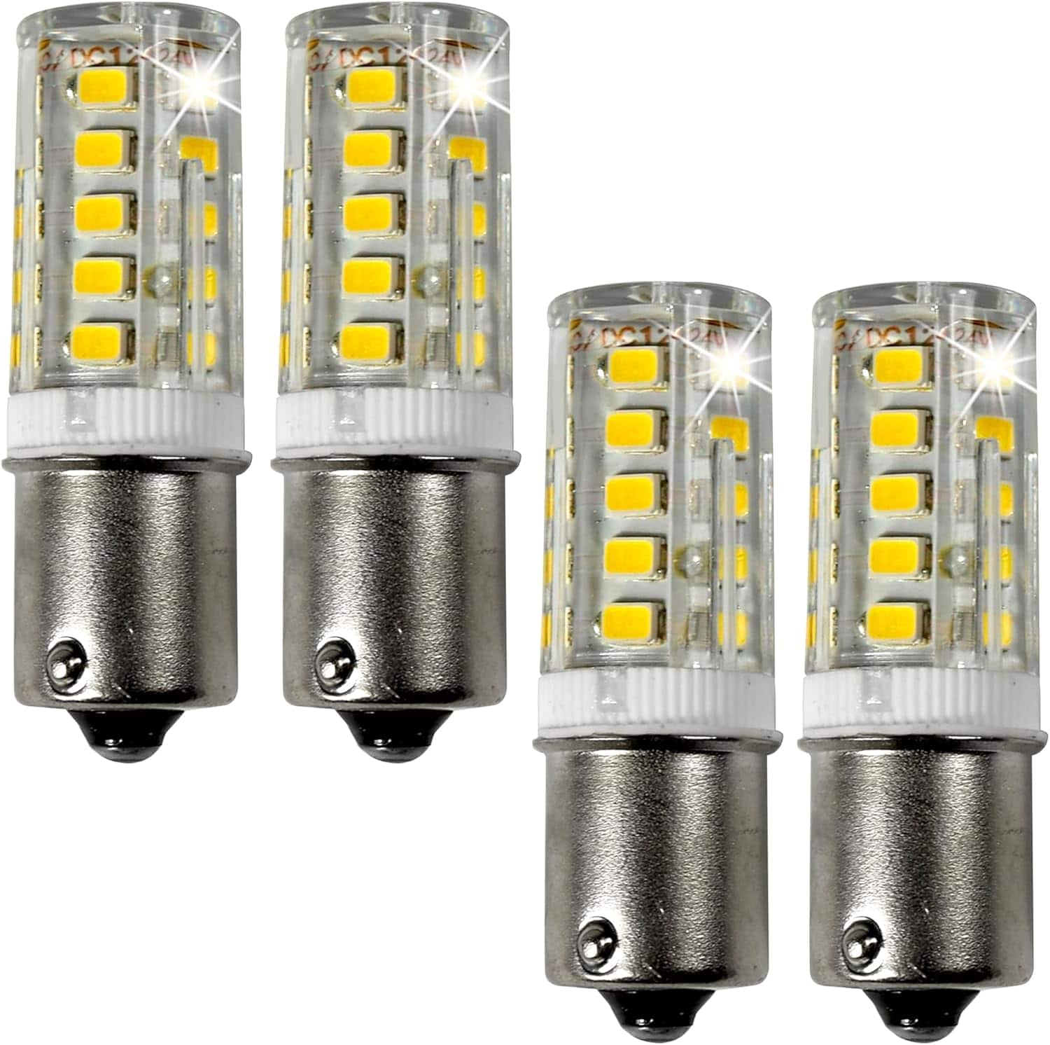 HQRP - 4-Pack BA15s Bayonet LED Bulbs Cool White 33-SMD Replaces 93/1141/1156/1073/1093/1129 for RV, Deck & Path