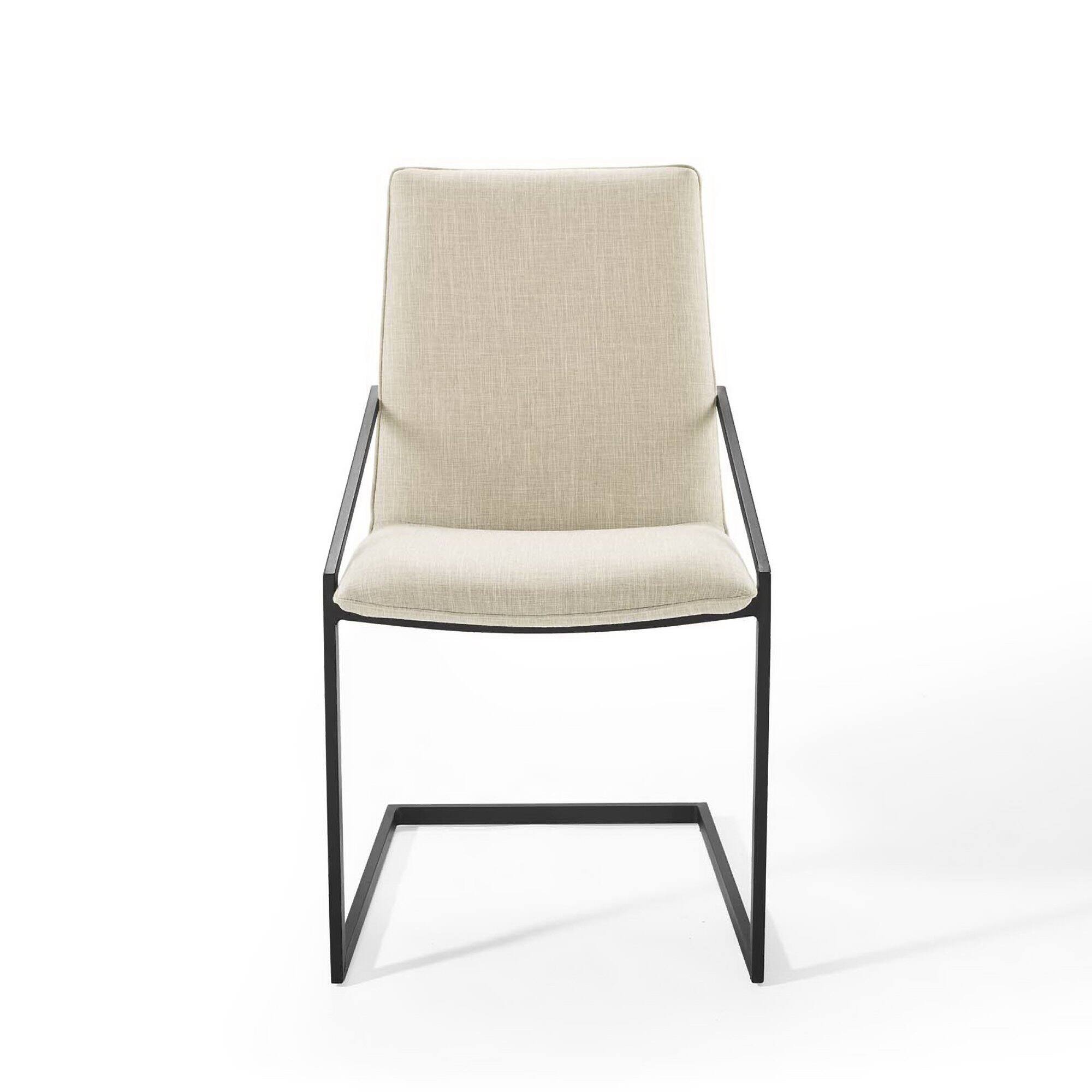 Alt View 4. Modway - Pitch Upholstered Fabric Dining Armchair by Modway - Black Beige.