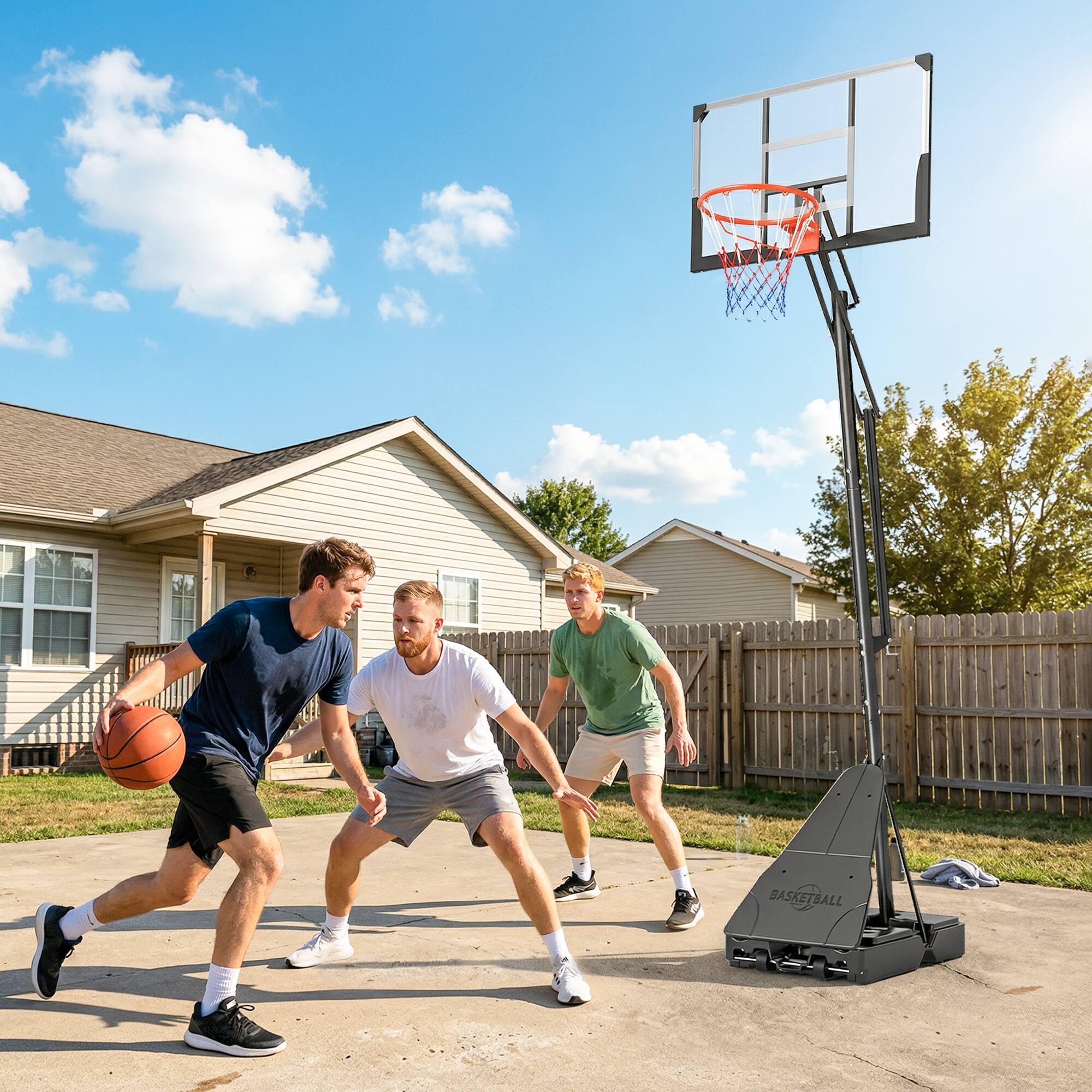 Alt View 7. Soozier - Basketball Hoop Outdoor, 8-10ft Adjustable Basketball Goal, 43 Inch Shatterproof Backboard - Black.