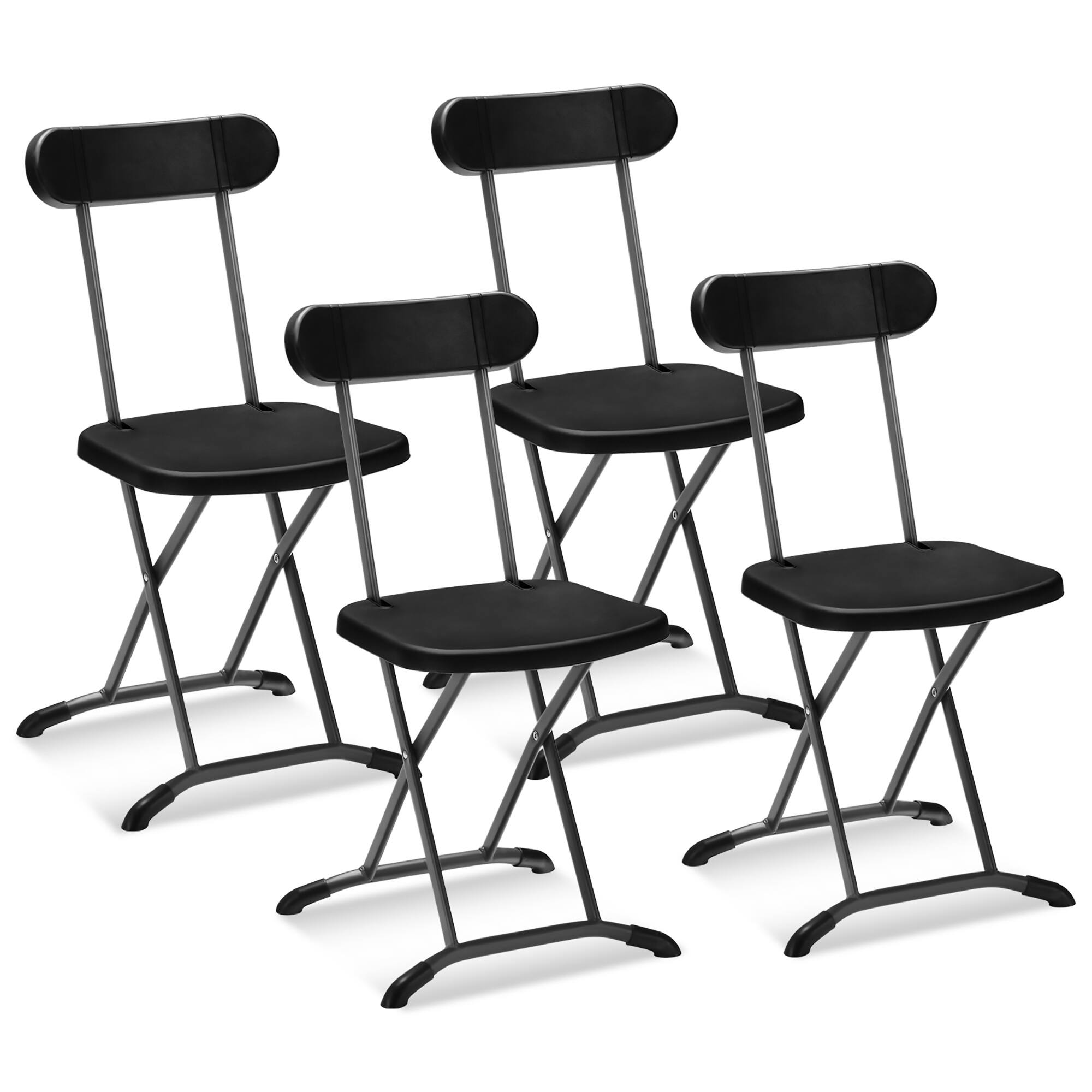 Alt View 9. Gymax - Gymax 4-Pack Folding Chair w/ Metal Curved Feet Wide Seat & Ergonomic Backrest Black - Black.