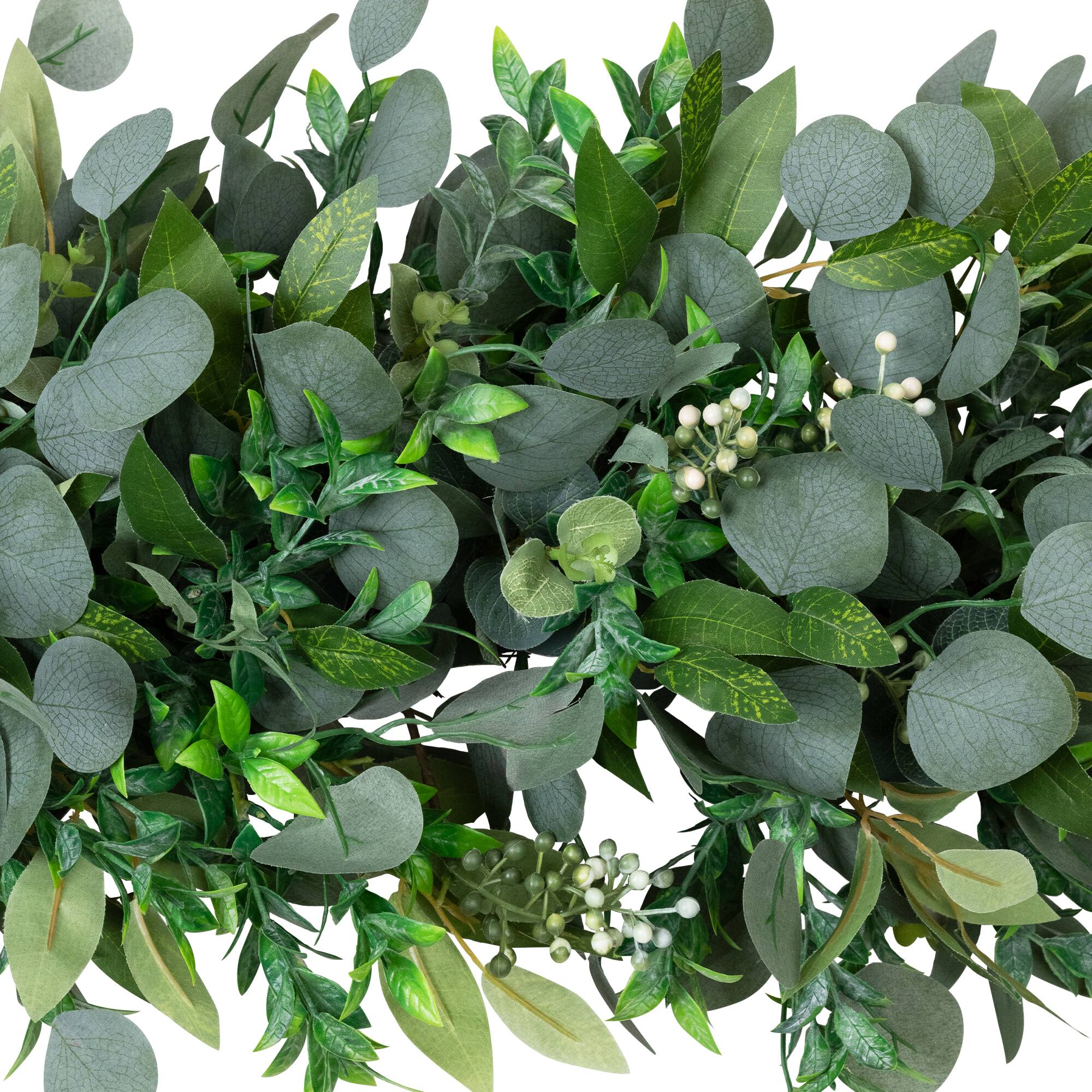 Alt View 3. Northlight - Silver Dollar and Seeded Eucalyptus Artificial Christmas Garland - 10' x 15" - Unlit - Green.