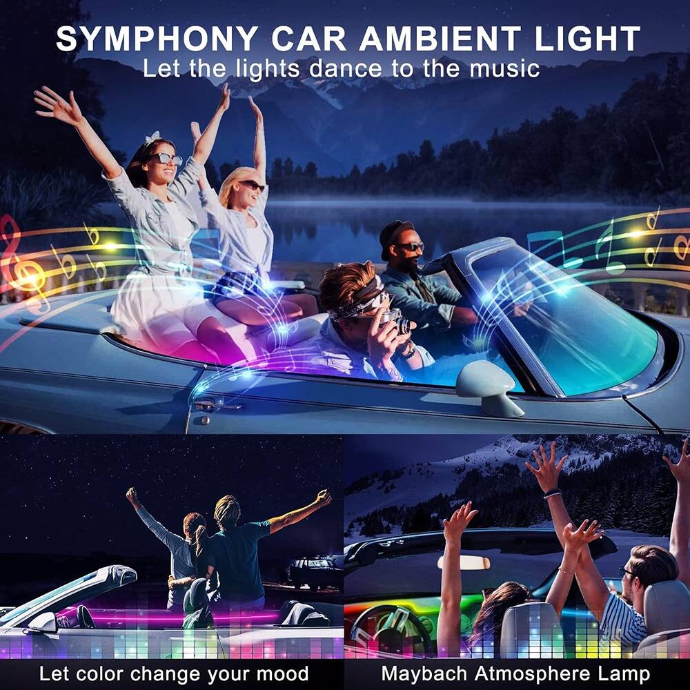 SYMPHONY CAR AMBIENT LIGHT  
Let the lights dance to the music  

Let color change your mood  

Maybach Atmosphere Lamp