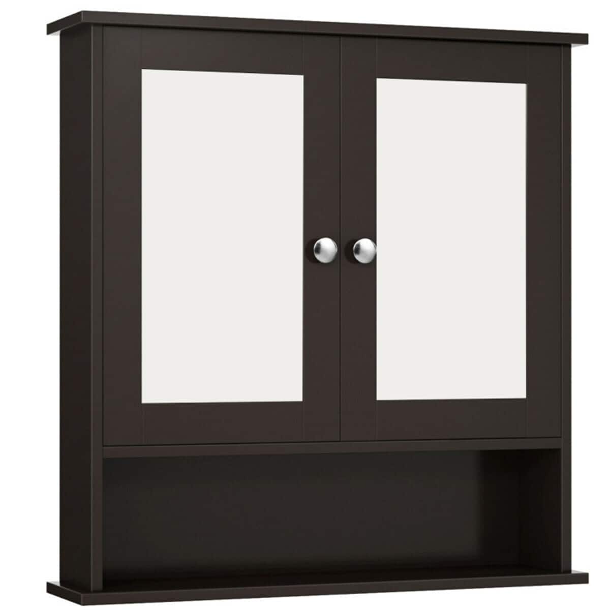 SlickBlue - Compact Bathroom Cabinet with Mirror, Modern Wall Cabinet for Bathroom Storage - Brown