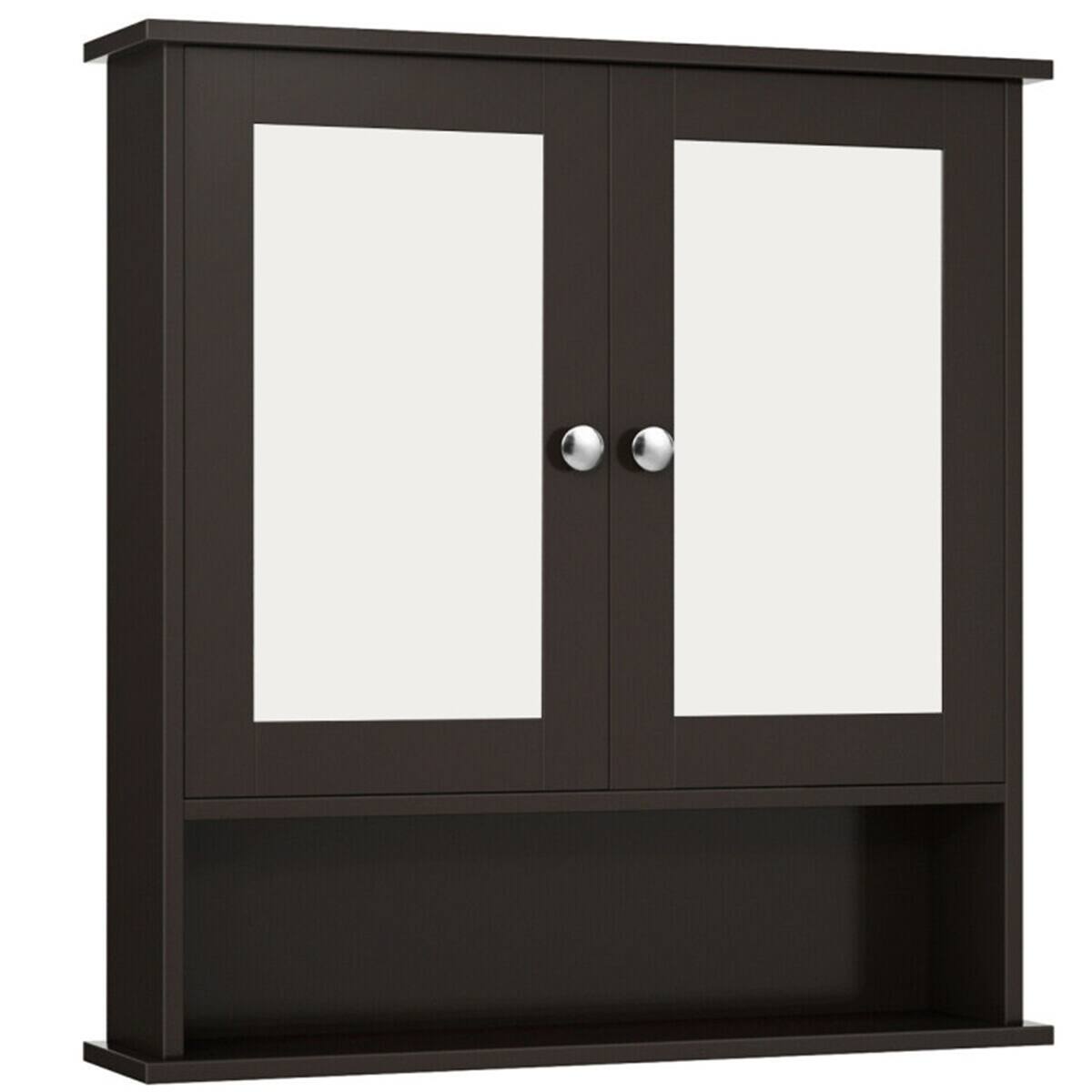 SlickBlue - Compact Bathroom Cabinet with Mirror, Modern Wall Cabinet for Bathroom Storage - Brown