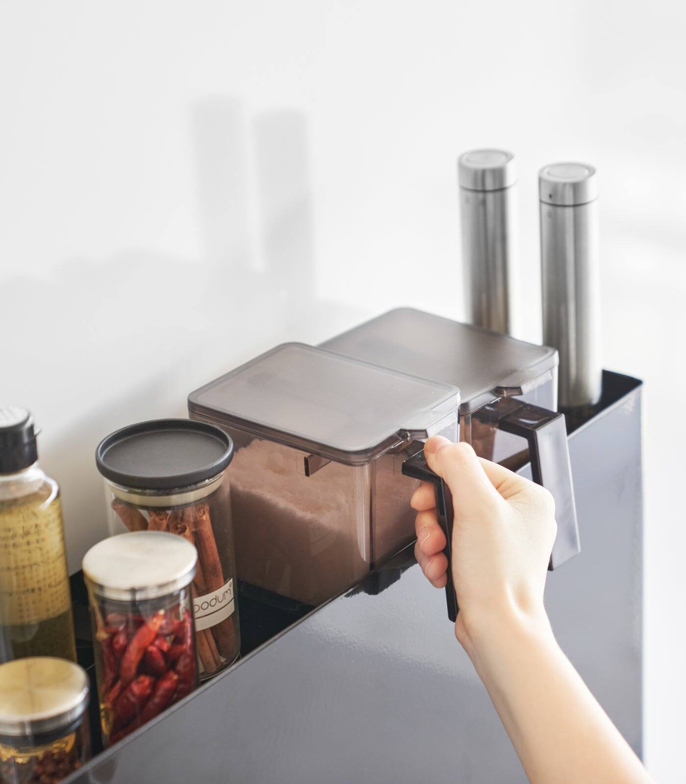 Alt View 10. Yamazaki Home - Two-Tier Sliding Drawer Seasoning Rack - Steel - Black.