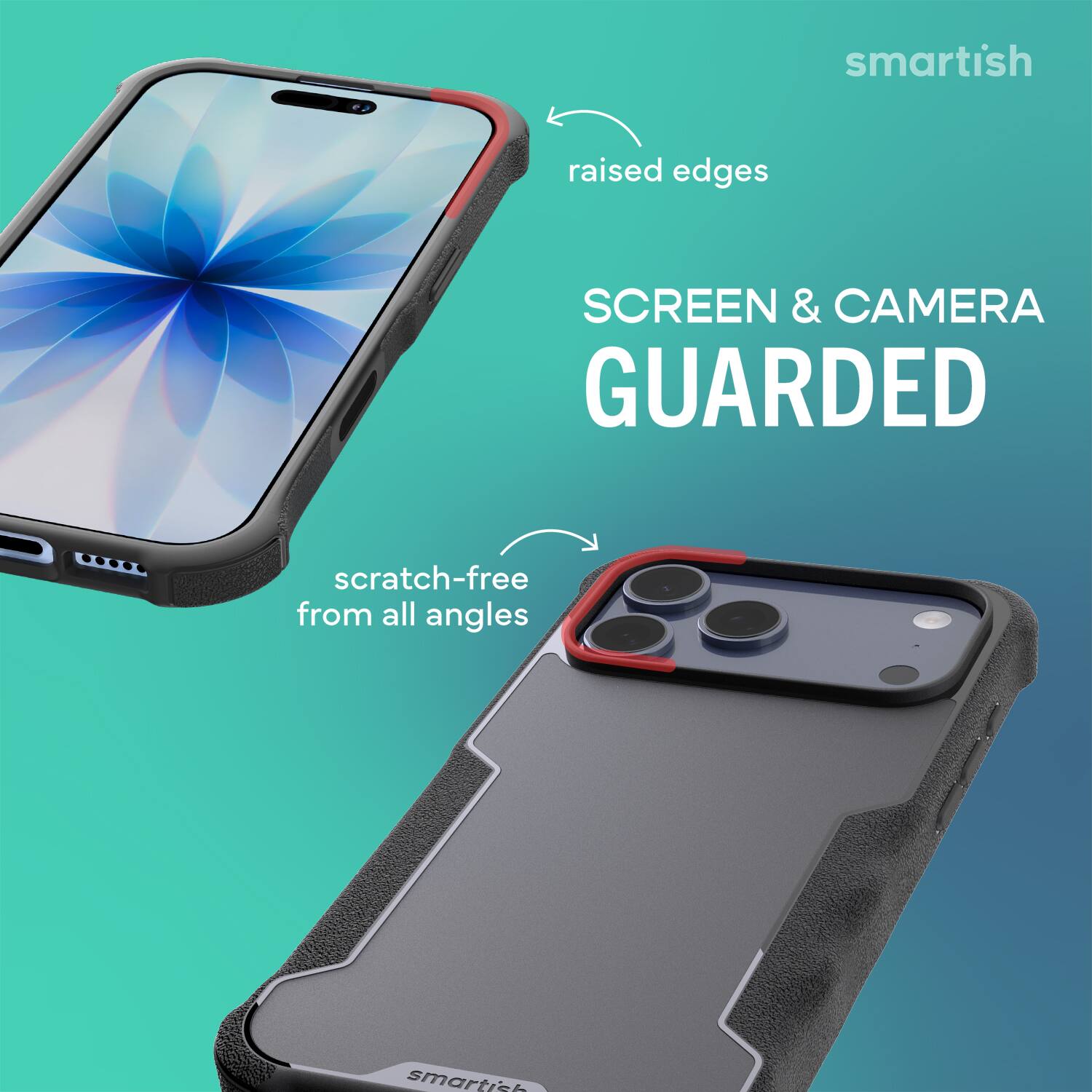 smartish raised edges SCREEN & CAMERA GUARDED scratch-free from all angles