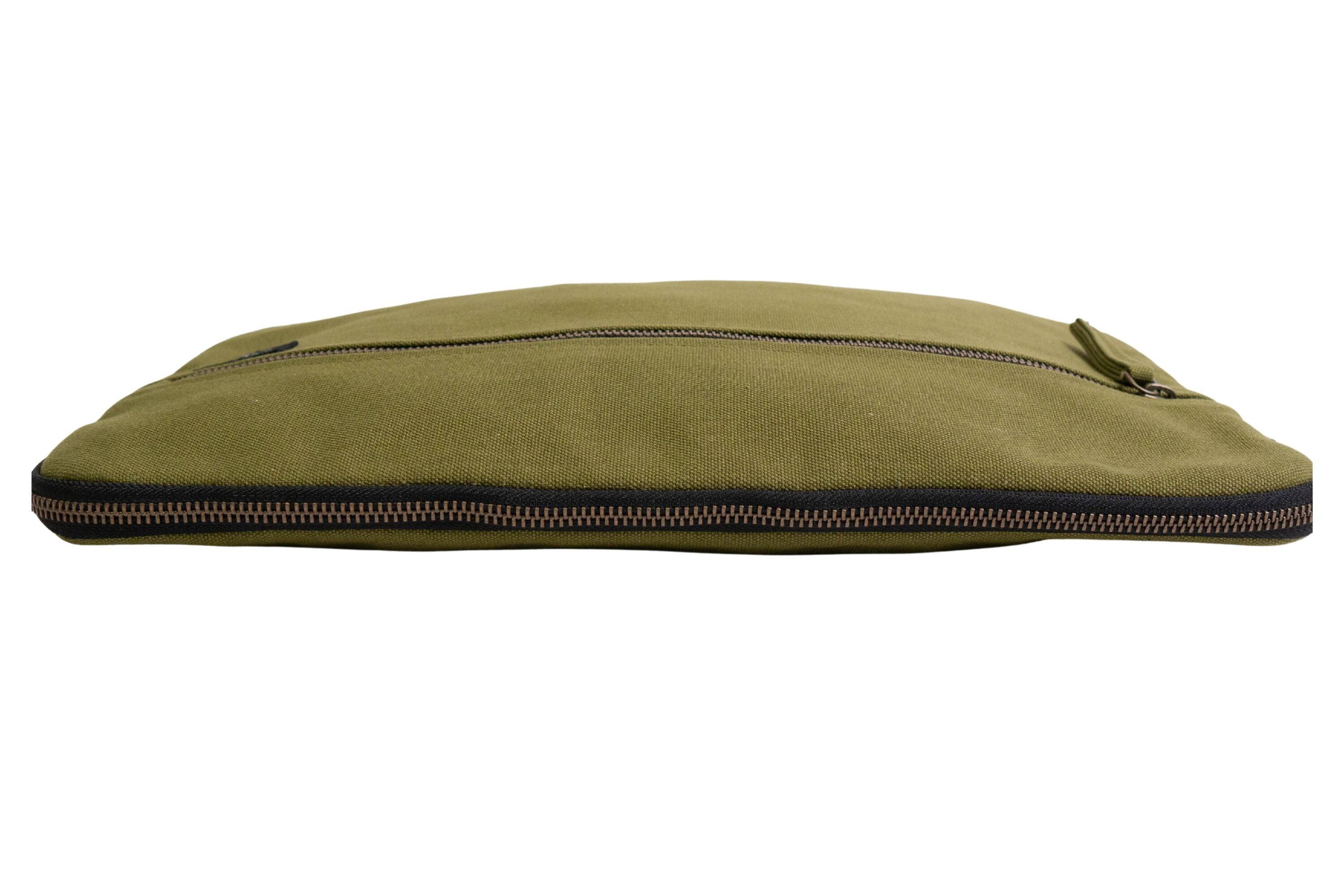 Alt View 1. Terra Thread - Organic Cotton Laptop Sleeve 15 inches - Olive Green.