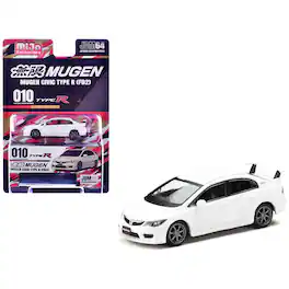 Honda Mugen Civic Type R (FD2) RHD (Right Hand Drive) Championship White "JDM64" Series 1/64 Model Car by Hobby Japan