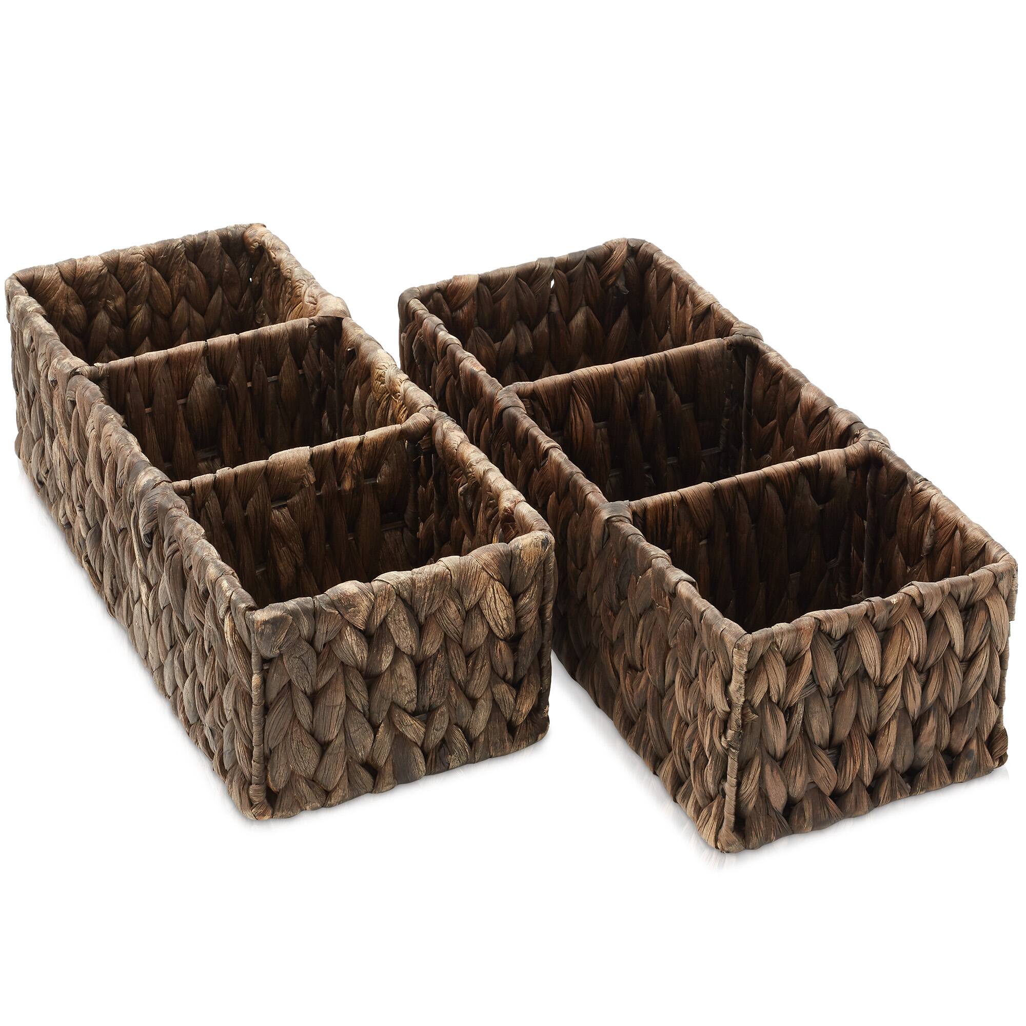 Alt View 2. Casafield - 2 Water Hyacinth Storage Baskets - Woven Storage Bins - Espresso - Hyacinth.