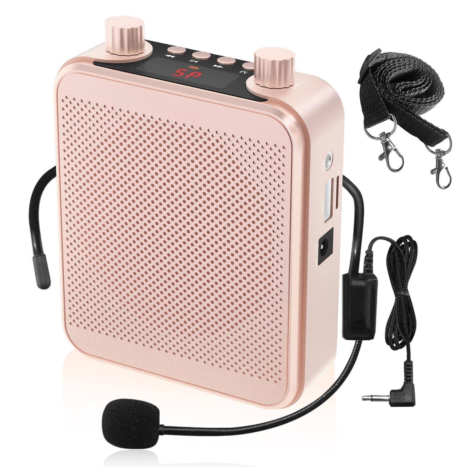 Front. Pacoar Cade - Portable Voice Amplifier Wireless Microphone Headset Rechargeable System Personal Speech Power Amplifiers Loudspeaker... - 02 Pink Rose.