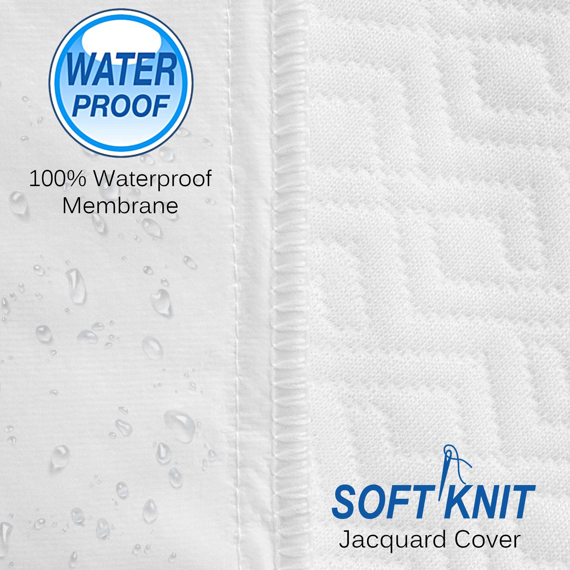 WATER PROOF

100% Waterproof Membrane

SOFT'KNIT
Jacquard Cover