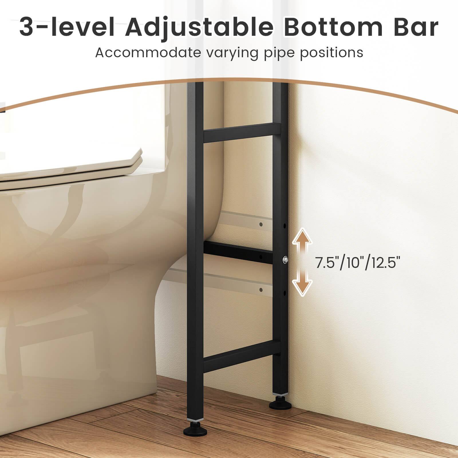 3-level Adjustable Bottom Bar  
Accommodate varying pipe positions  
7.5"/10"/12.5"